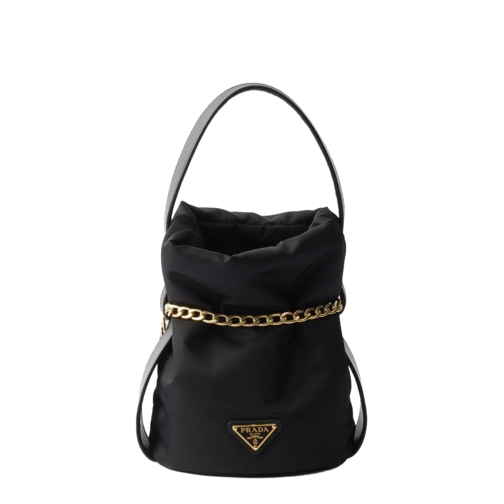 Sac Noir Mini Re-Nylon Nappa Leather Bucket Bag Black