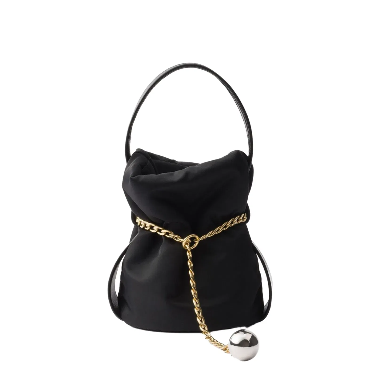 Sac Noir Mini Re-Nylon Nappa Leather Bucket Bag Black