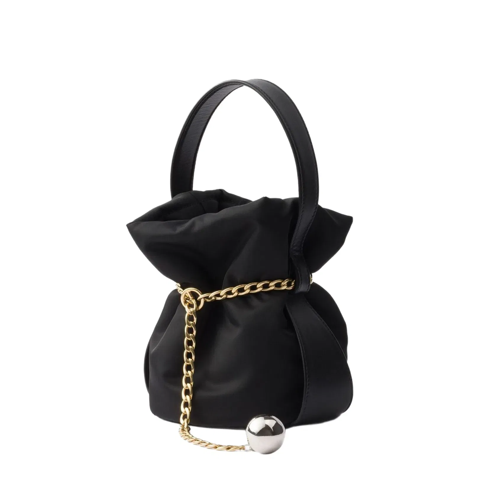 Sac Noir Mini Re-Nylon Nappa Leather Bucket Bag Black