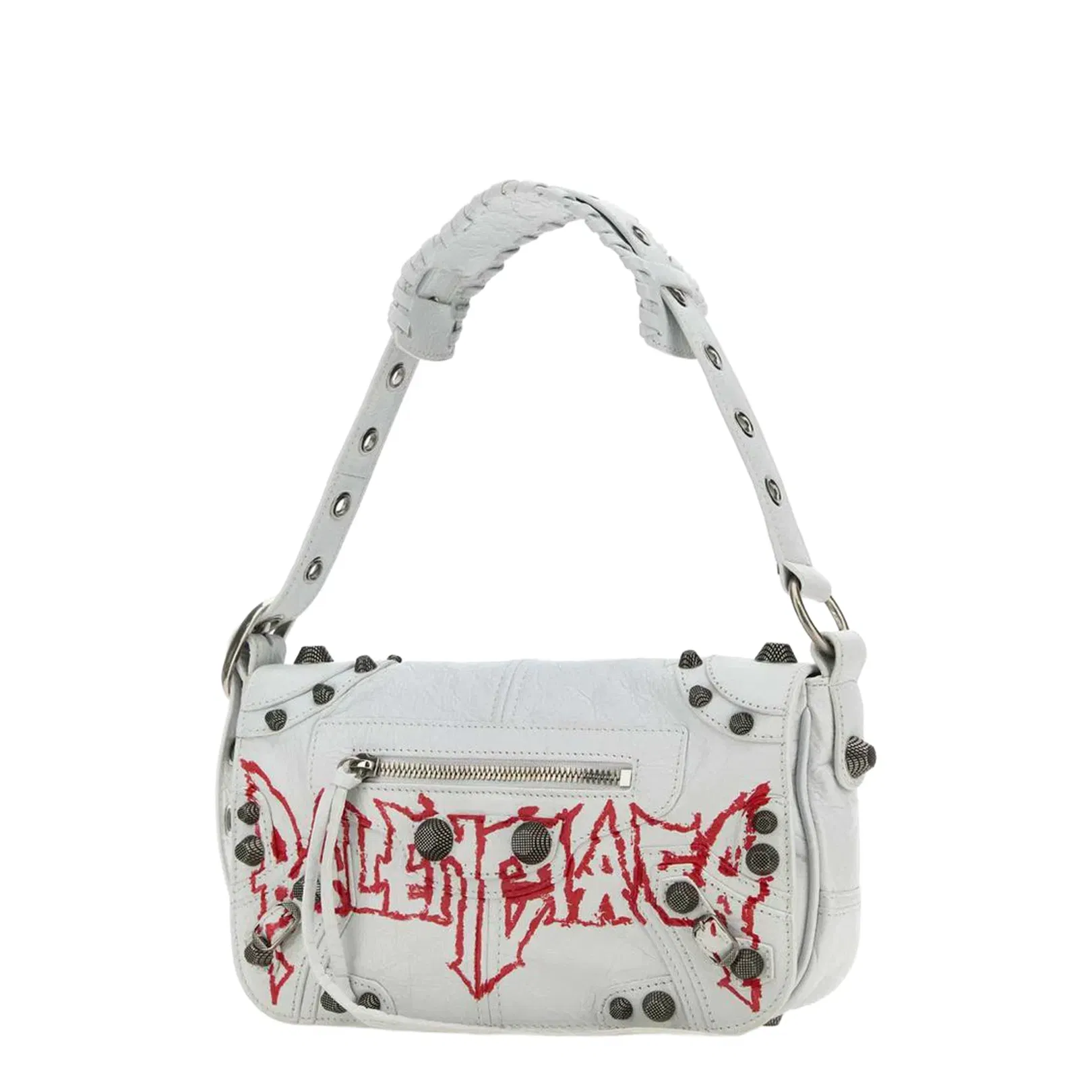 White Leather Cagole XS DIY Metal Crossbody Bag