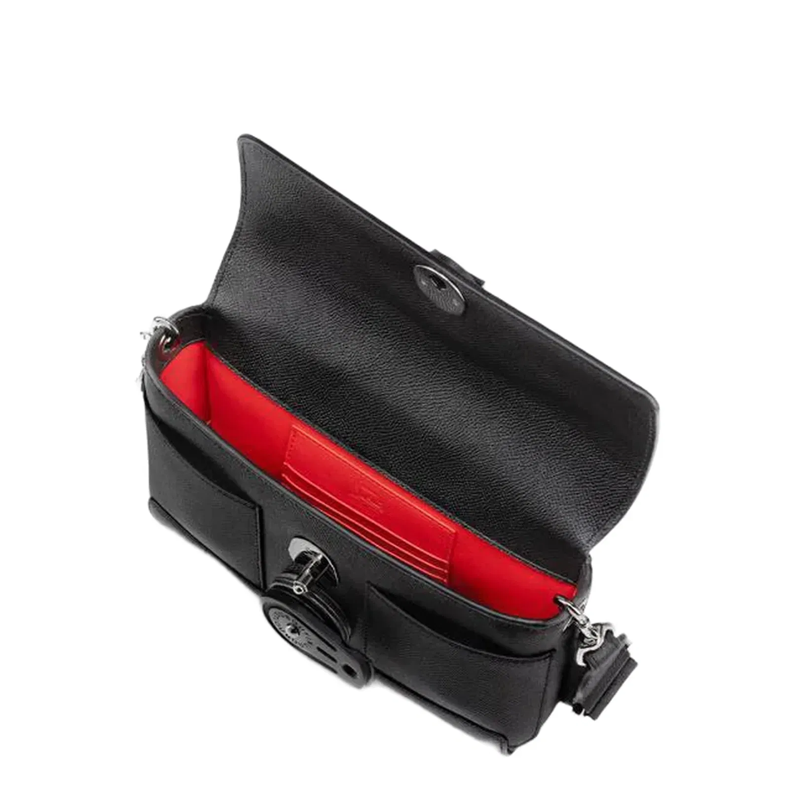 Groovy Foldover Crossbody Bag Leather Black