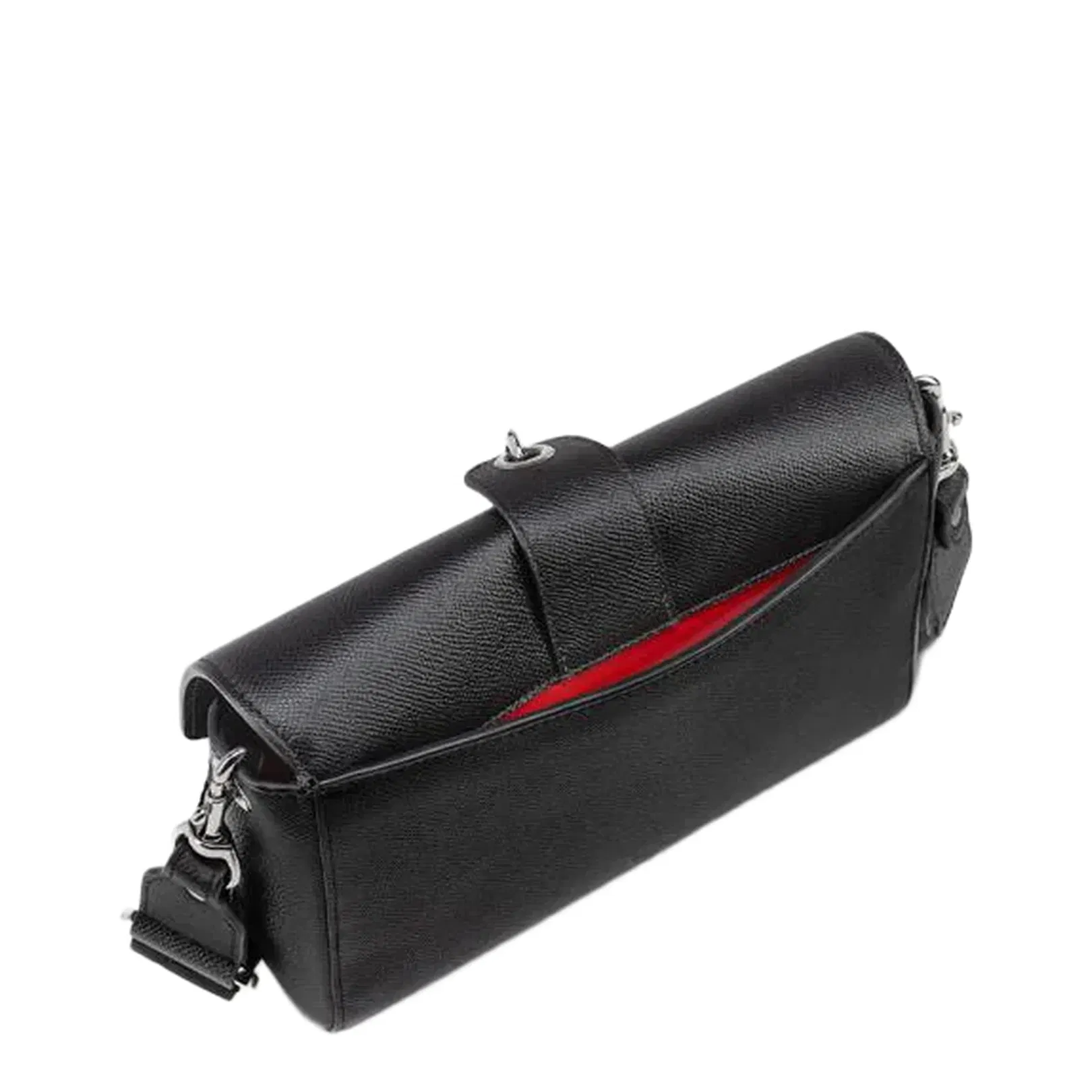Groovy Foldover Crossbody Bag Leather Black