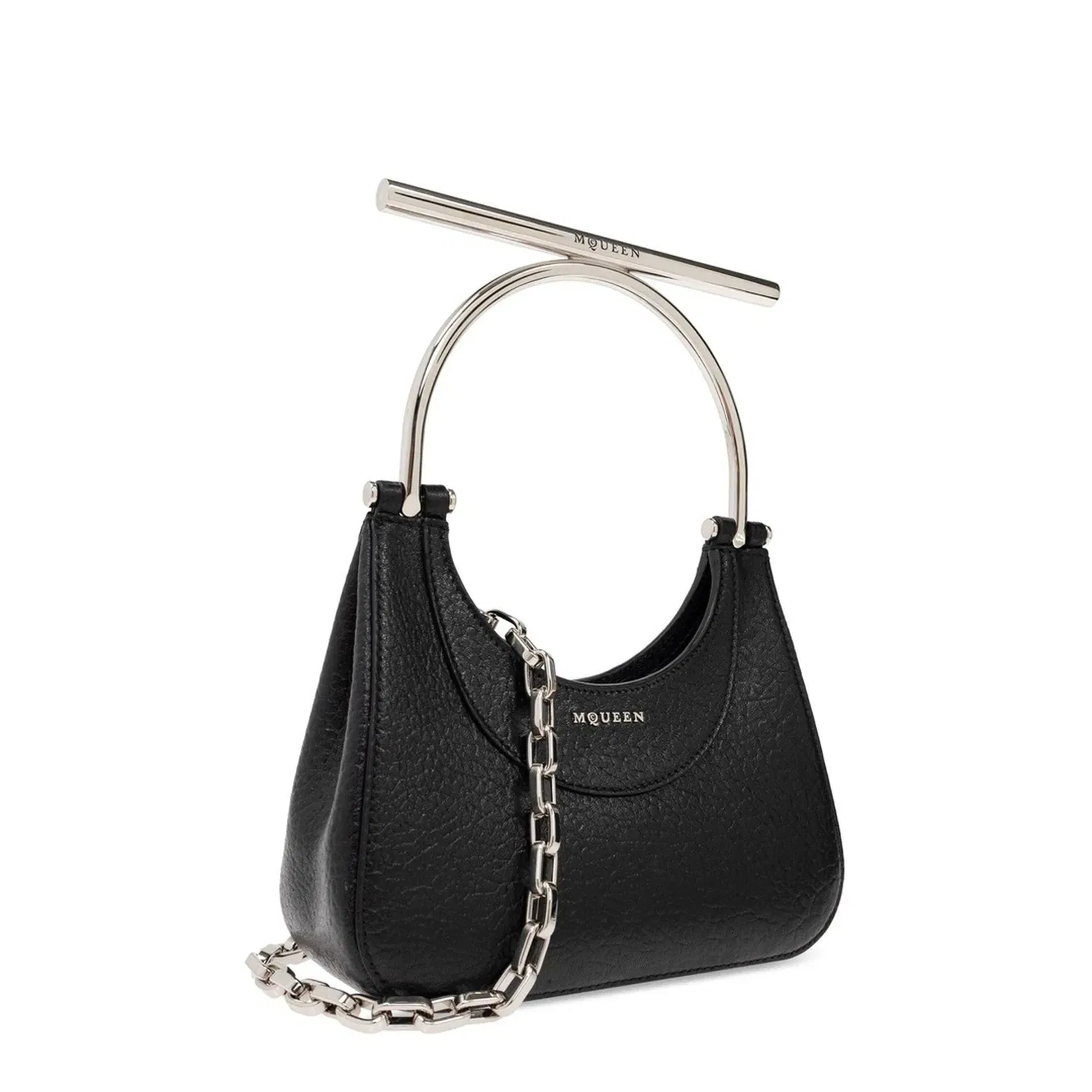 Mini Cross-Bar Shoulder Bag Leather Black