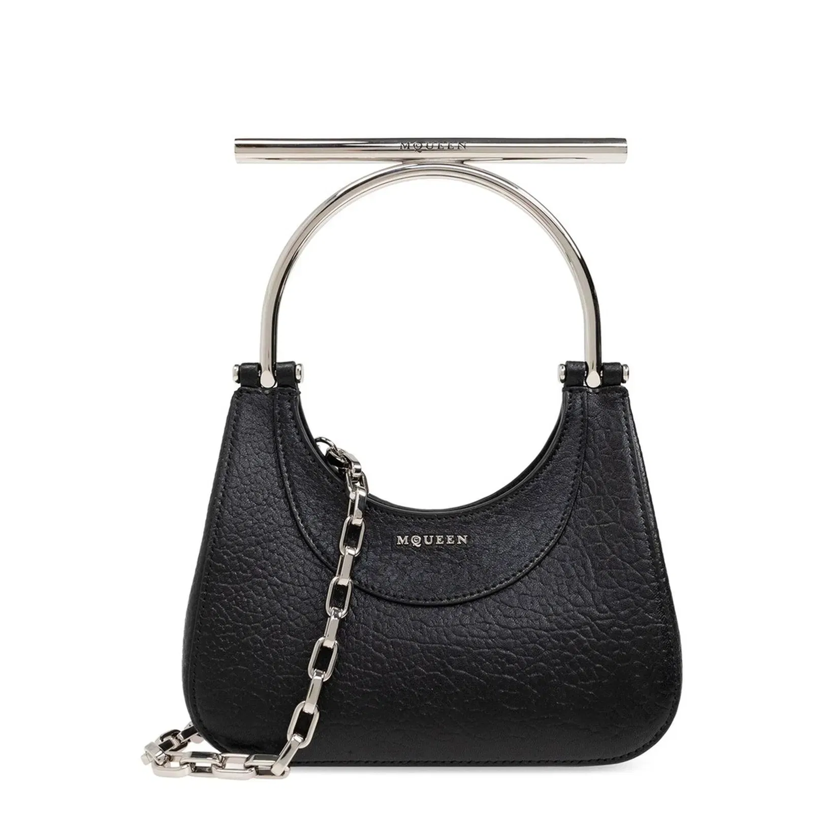 Mini Cross-Bar Shoulder Bag Leather Black
