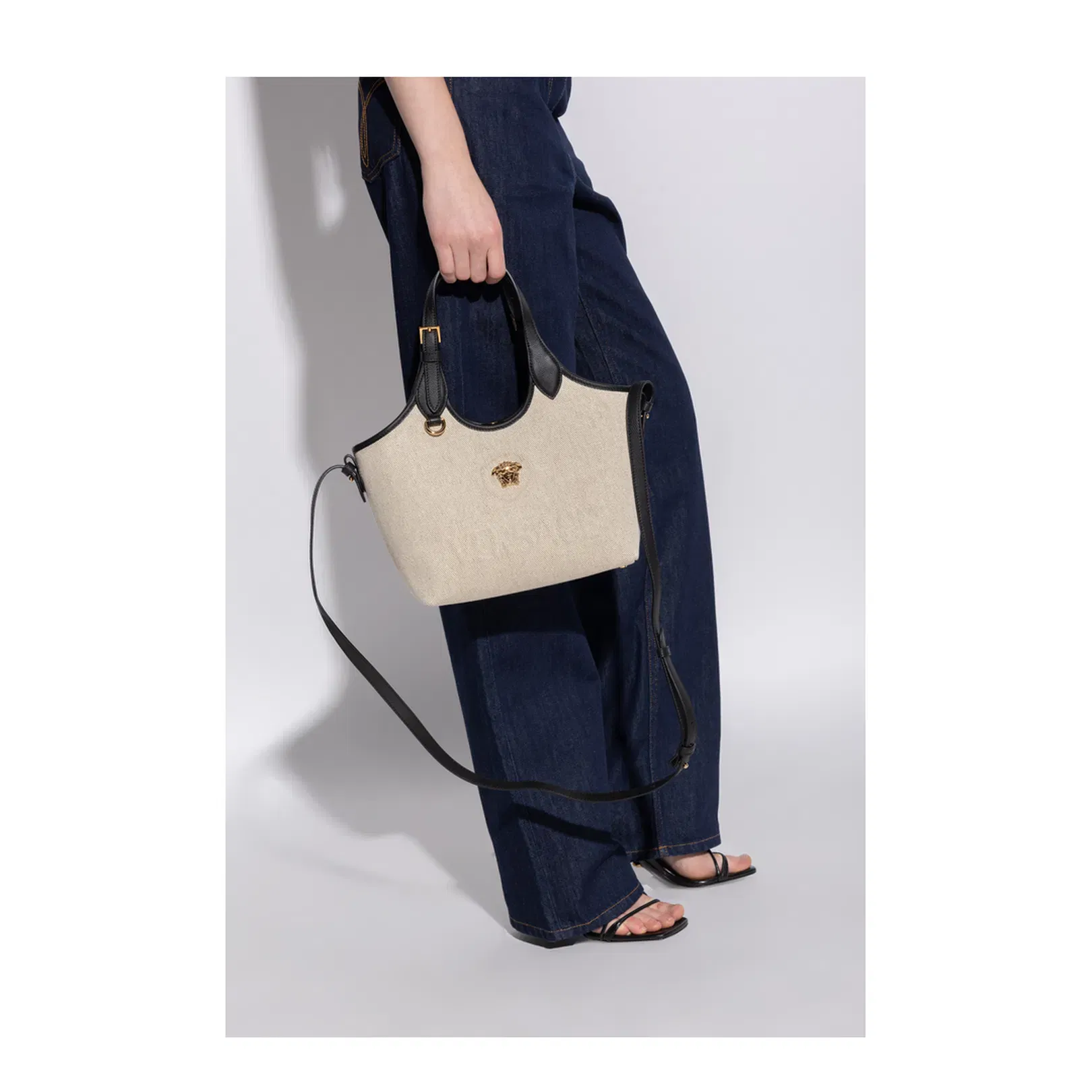 La Medusa Mini Hand Bag Canvas Cream