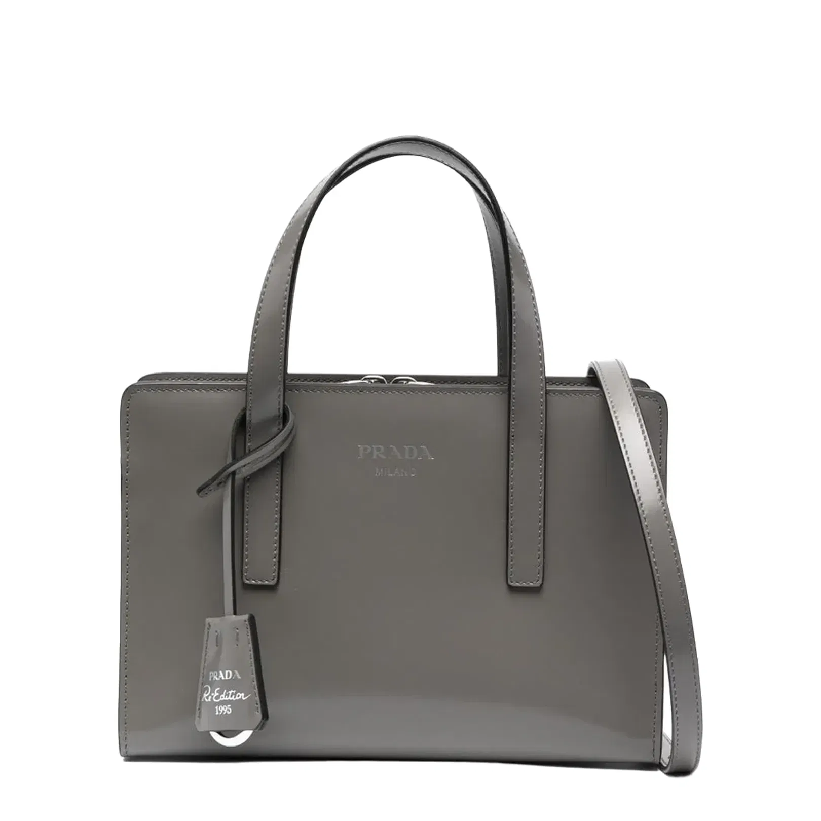 Re-Edition 1995 Mini Brushed Satchel Bag Leather Grey