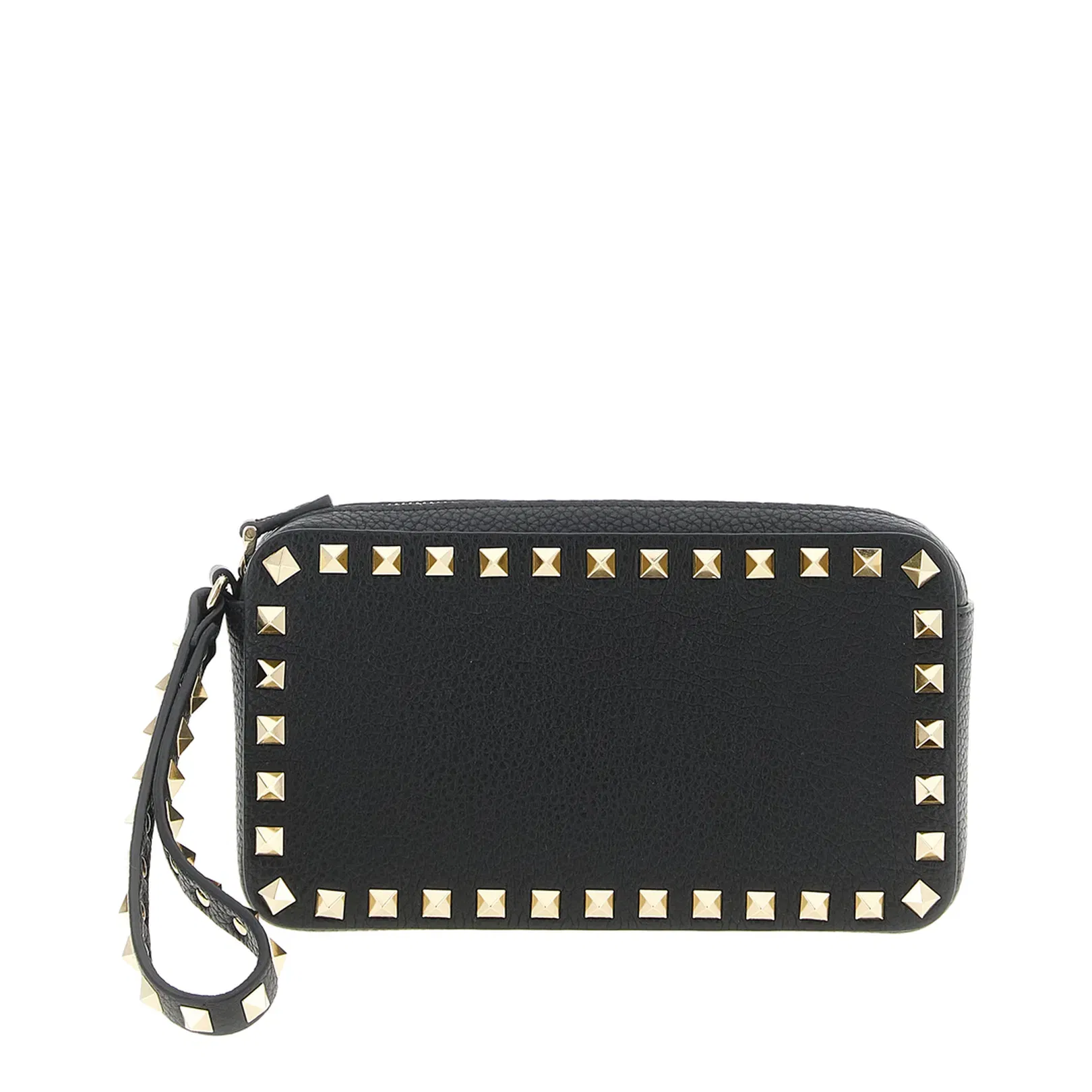 Rockstud Clutch Bag Leather Black