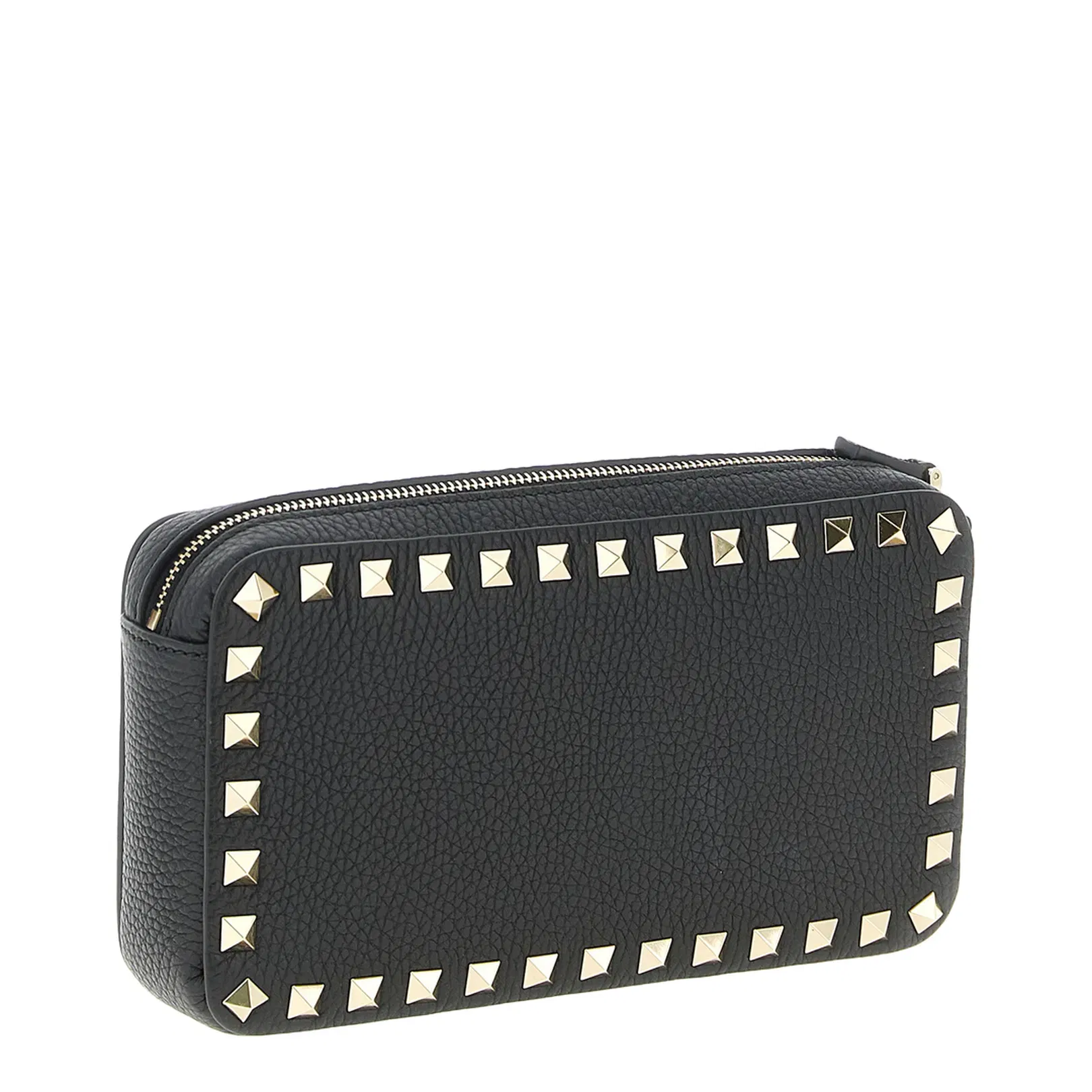 Rockstud Clutch Bag Leather Black