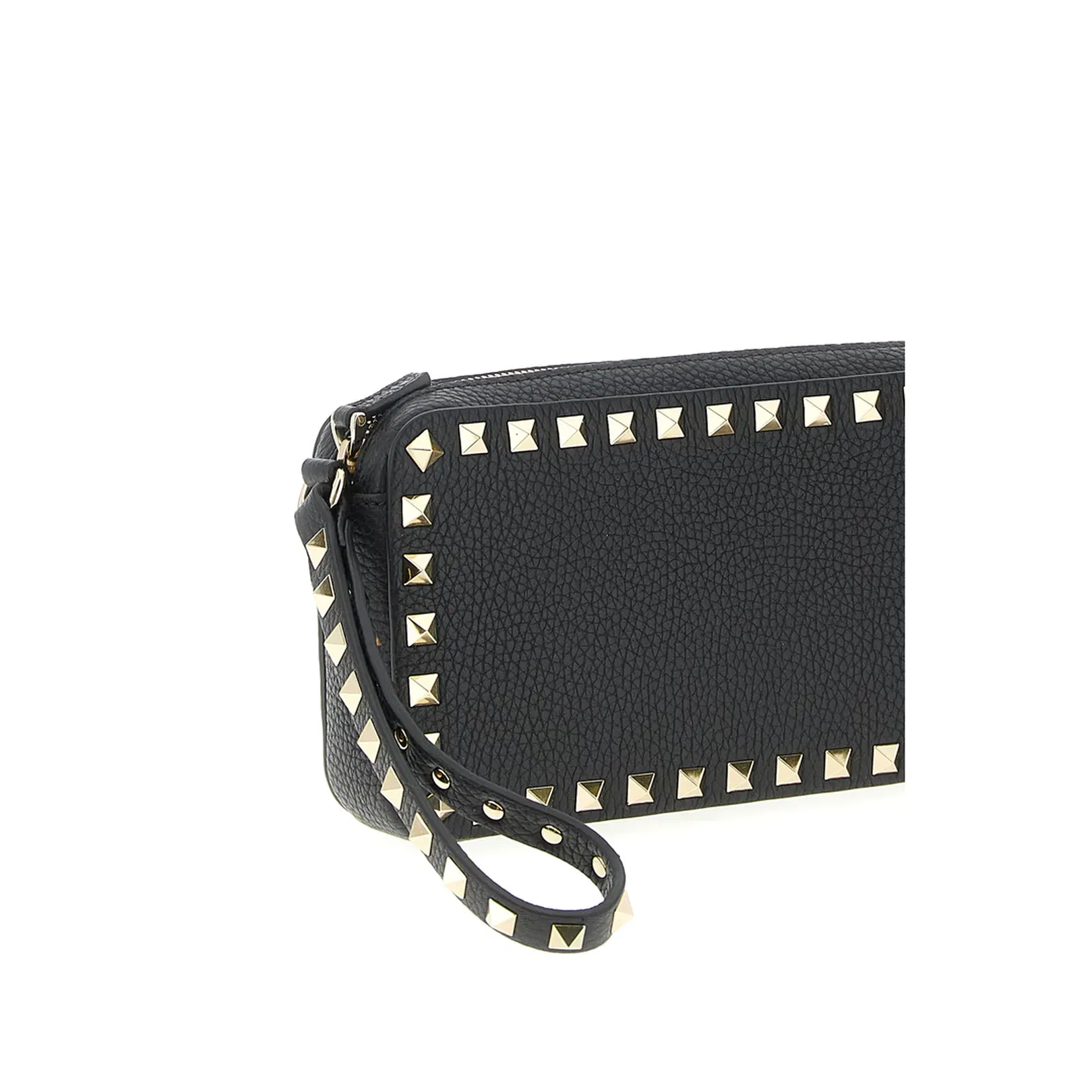 Rockstud Clutch Bag Leather Black