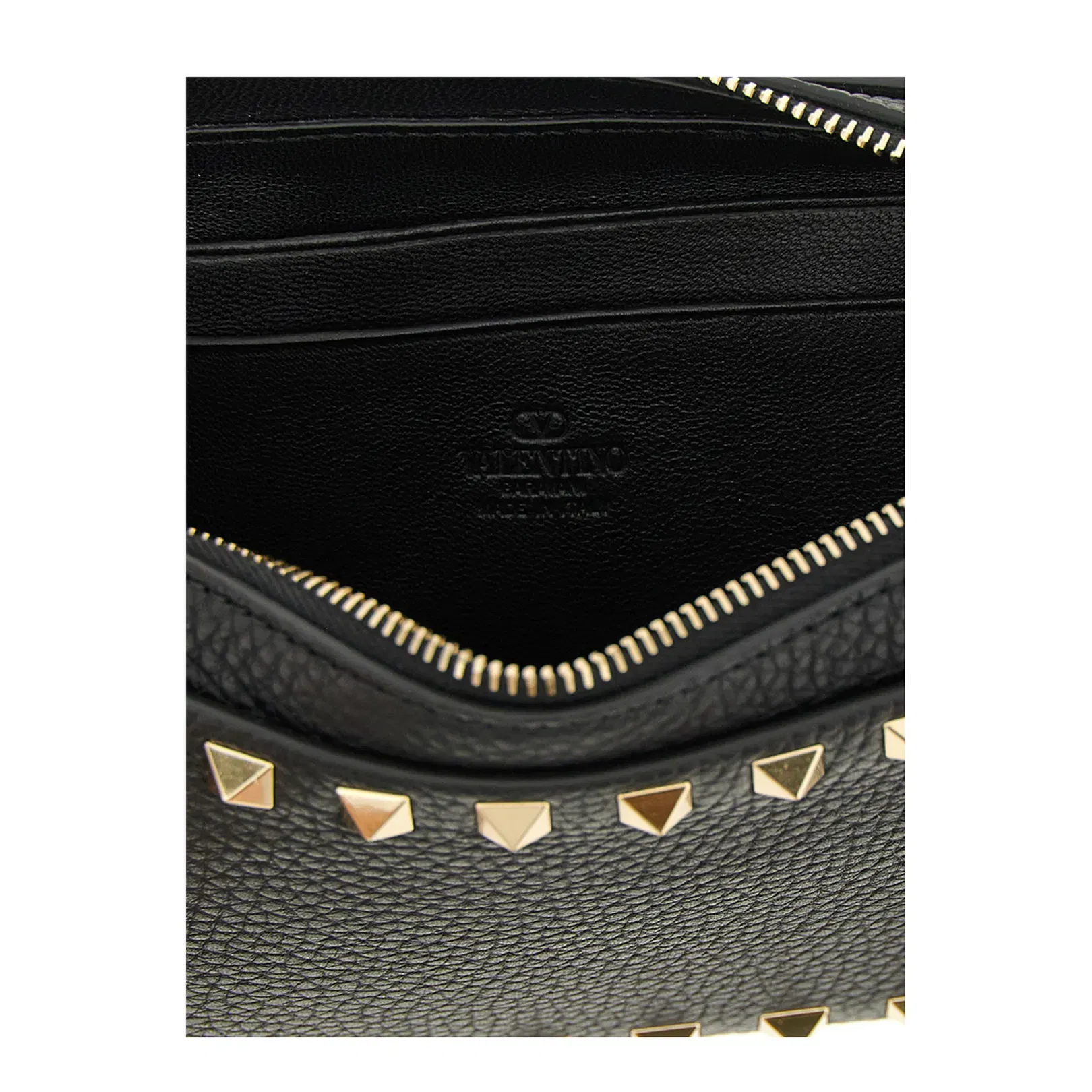 Rockstud Clutch Bag Leather Black