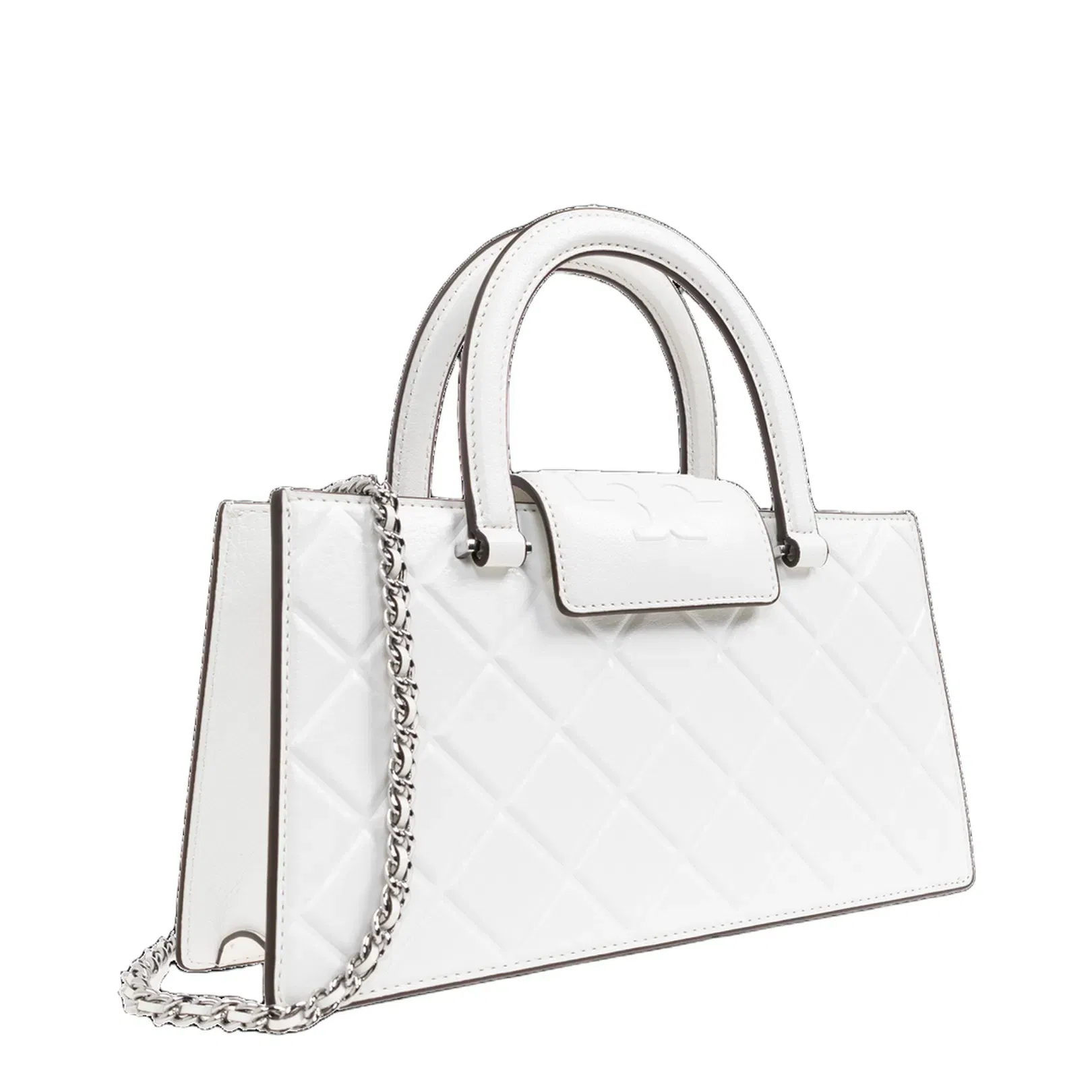 Logo-Embossed Handbag Leather White