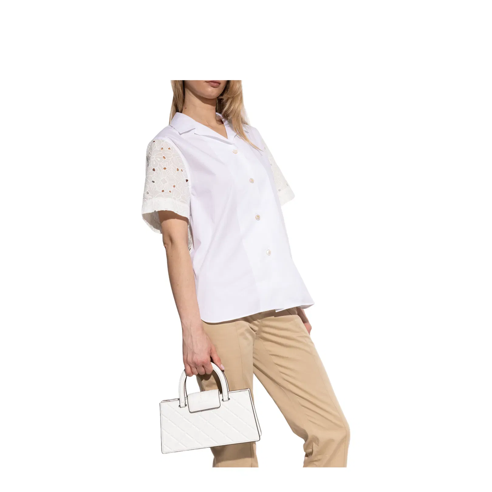 Logo-Embossed Handbag Leather White