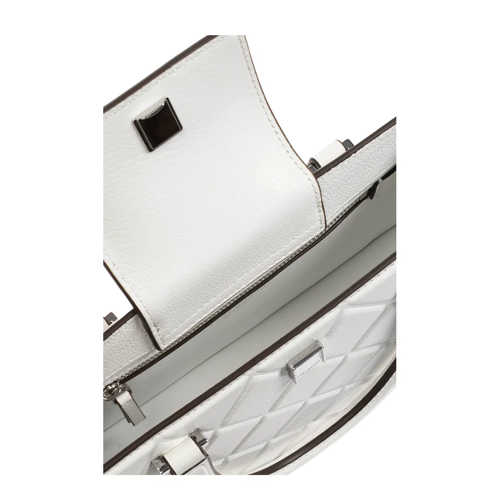 Logo-Embossed Handbag Leather White