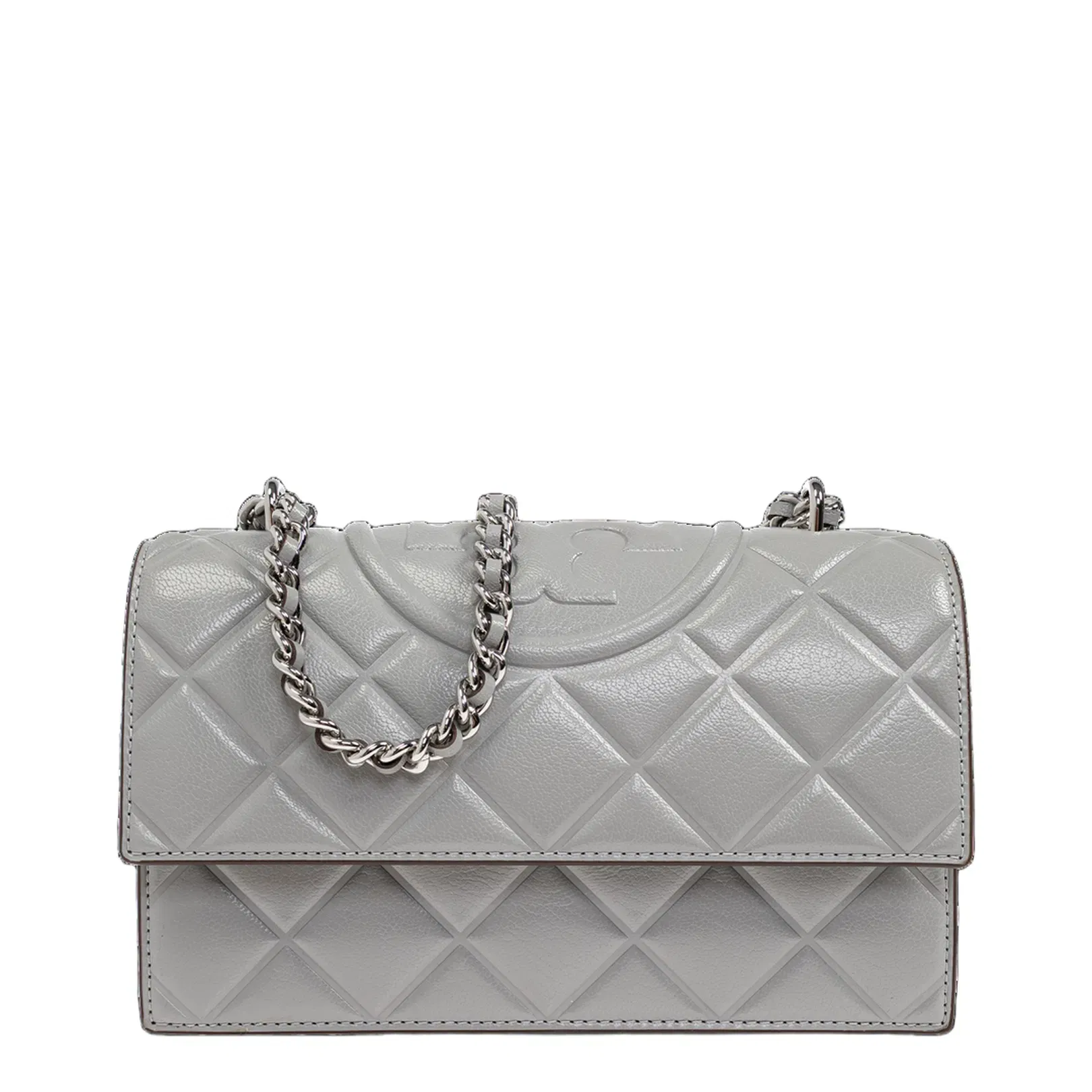 Fleming Small Shoulder Bag Leather Grey