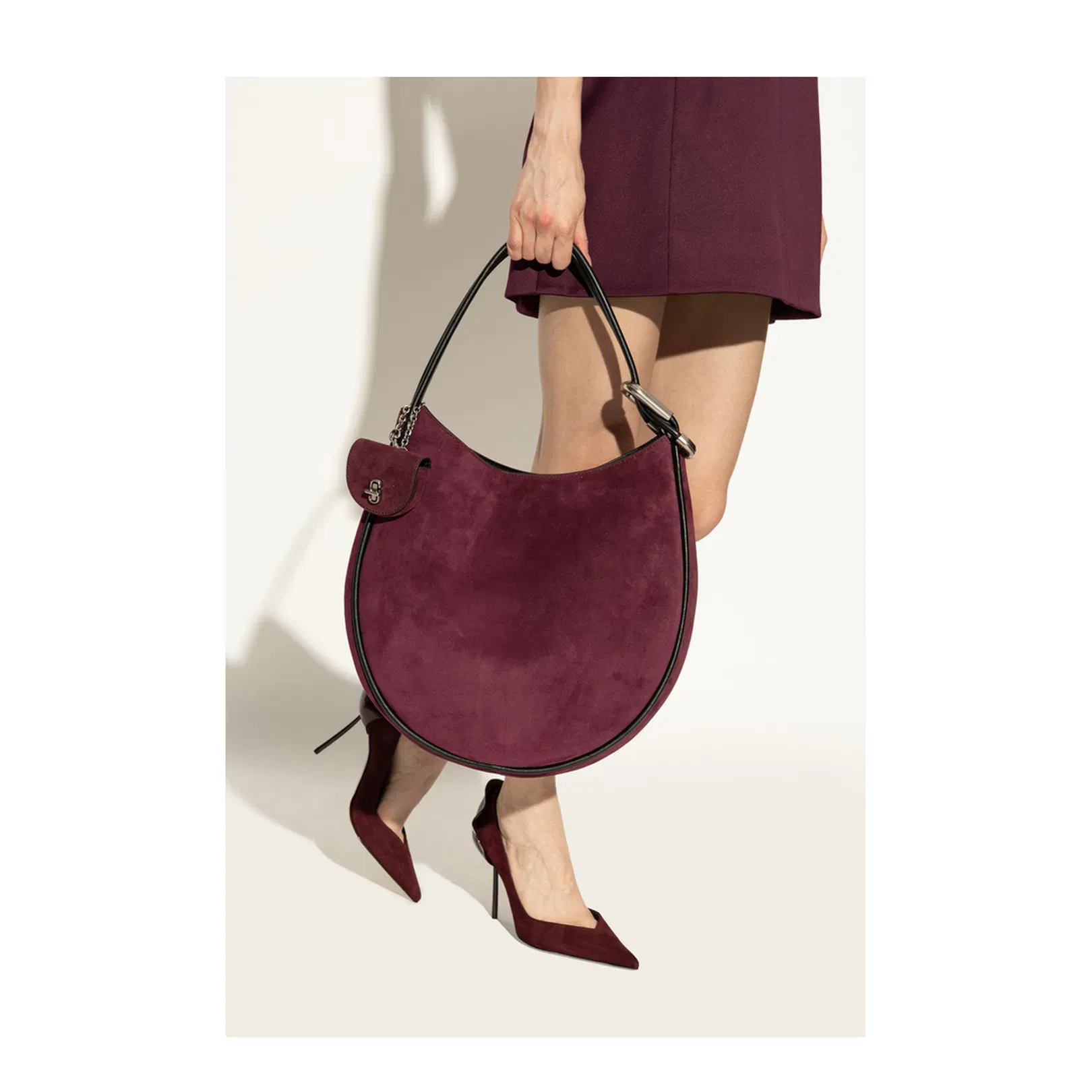 The Suede Large Dual Hobo Bag Dark Plum