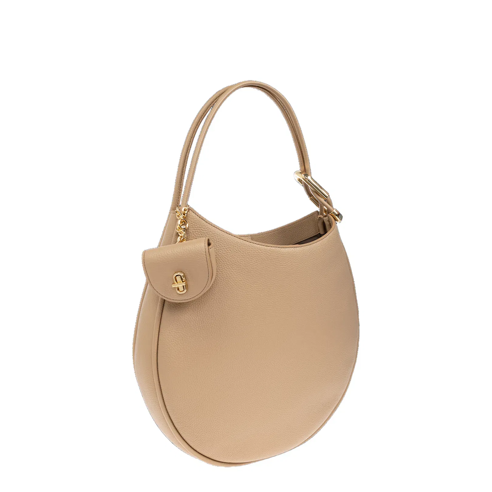 The Large Dual Hobo Bag Leather Beige