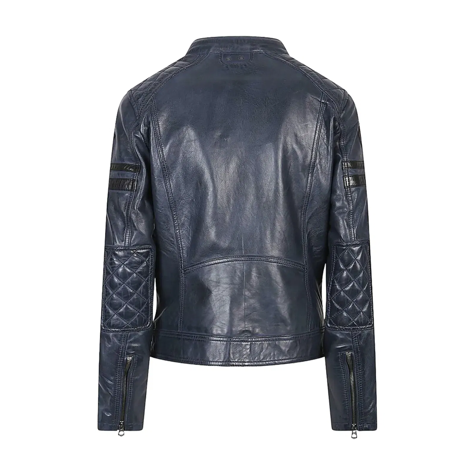 Leather Moto Jacket Blue and Green