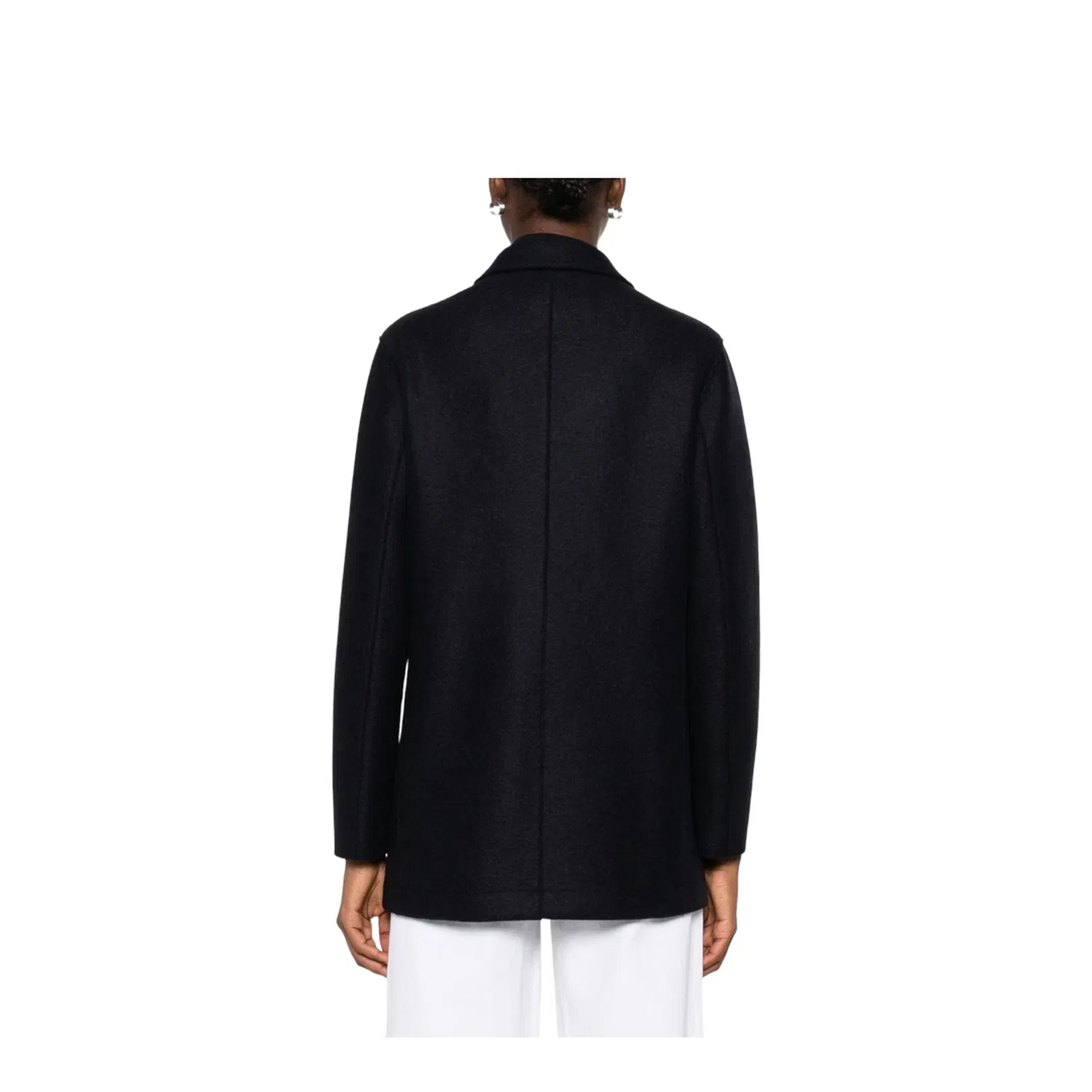 Navy Blue Gold-Button Double-Breasted Coat