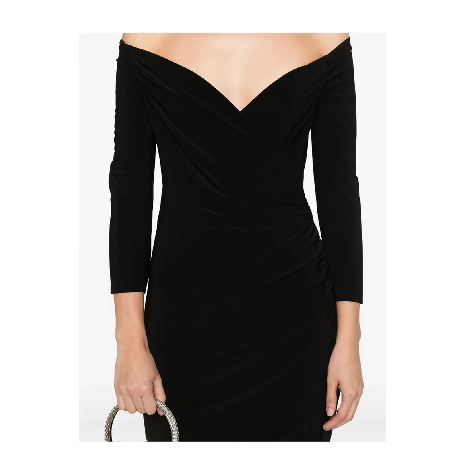 Off Shoulder Side Drape Gown