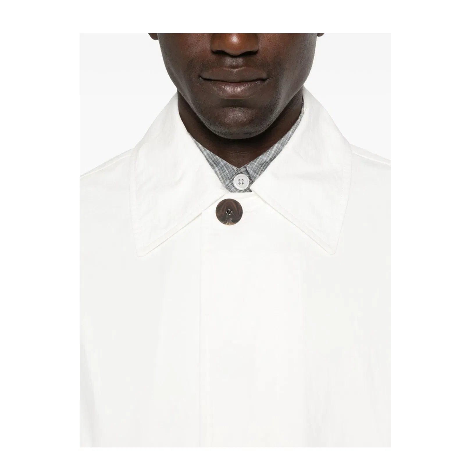 Nylon And Cotton Blend Coat In White