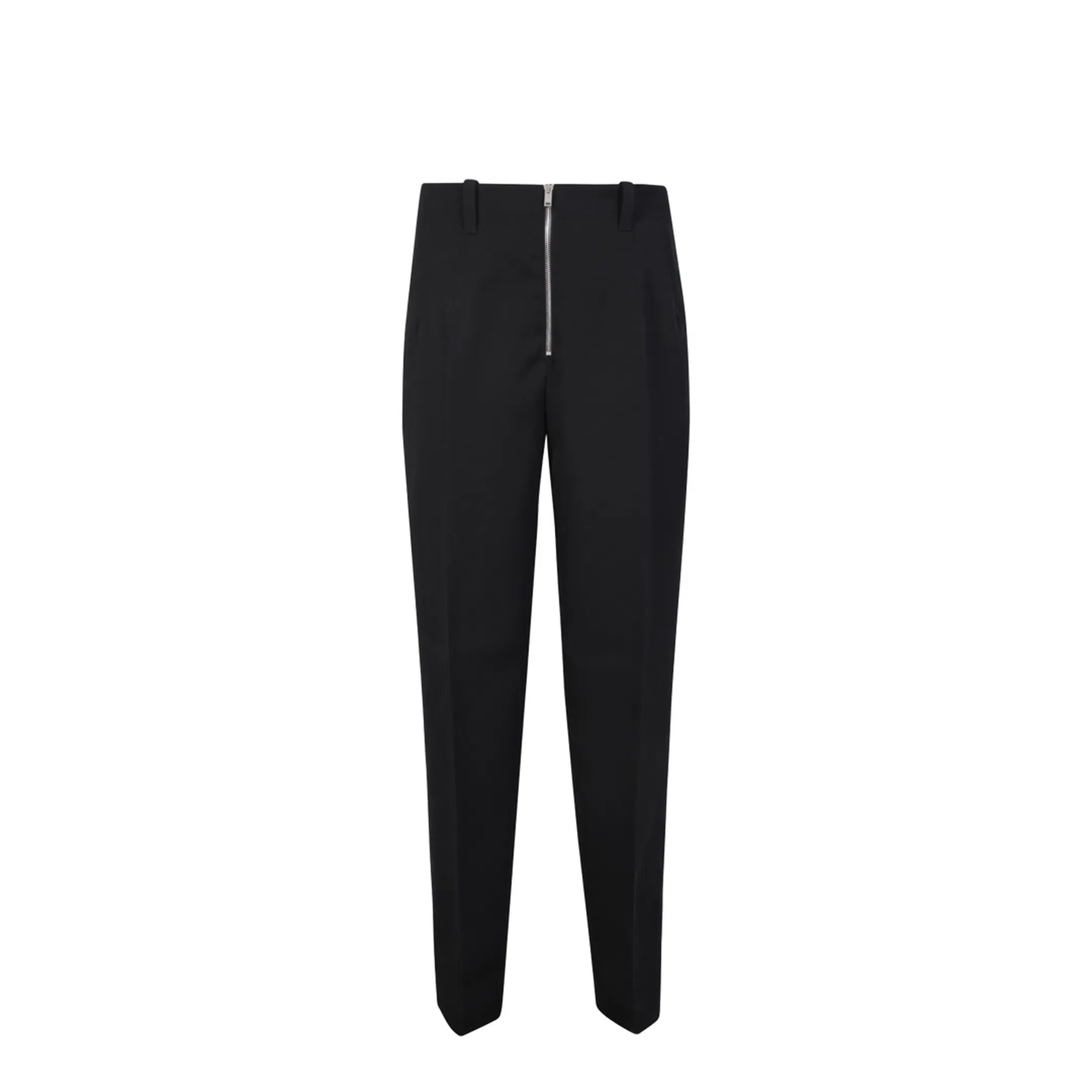Adjustable drawstring waist. Tapered cut. Front zip closure. Side pockets