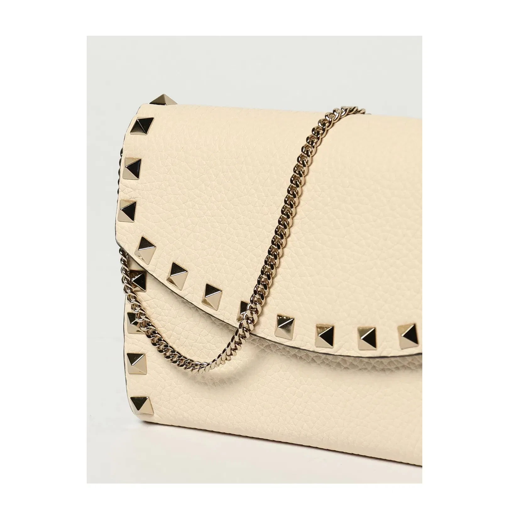 Rockstud Crossbody Bag Wallet Leather Cream