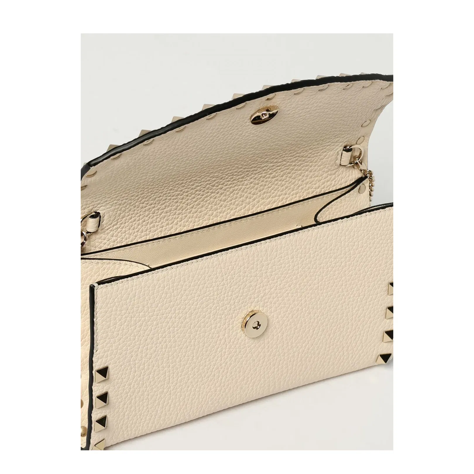 Rockstud Crossbody Bag Wallet Leather Cream