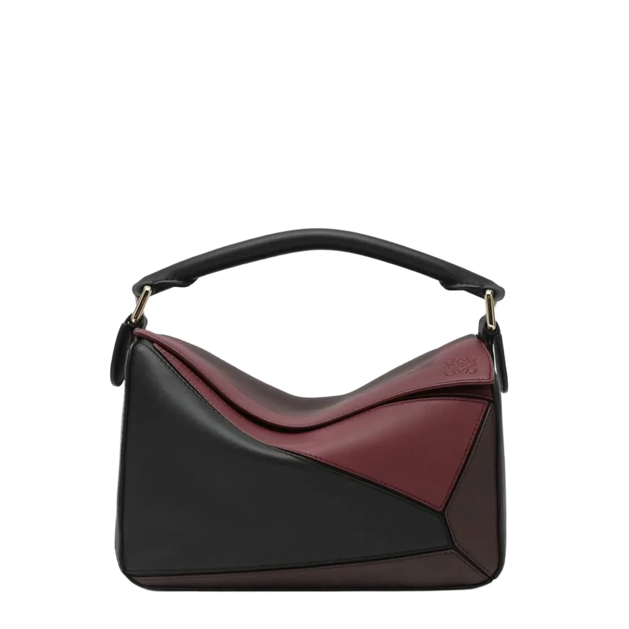 Puzzle Small Calfskin Shoulder Bags - Black Burgundy