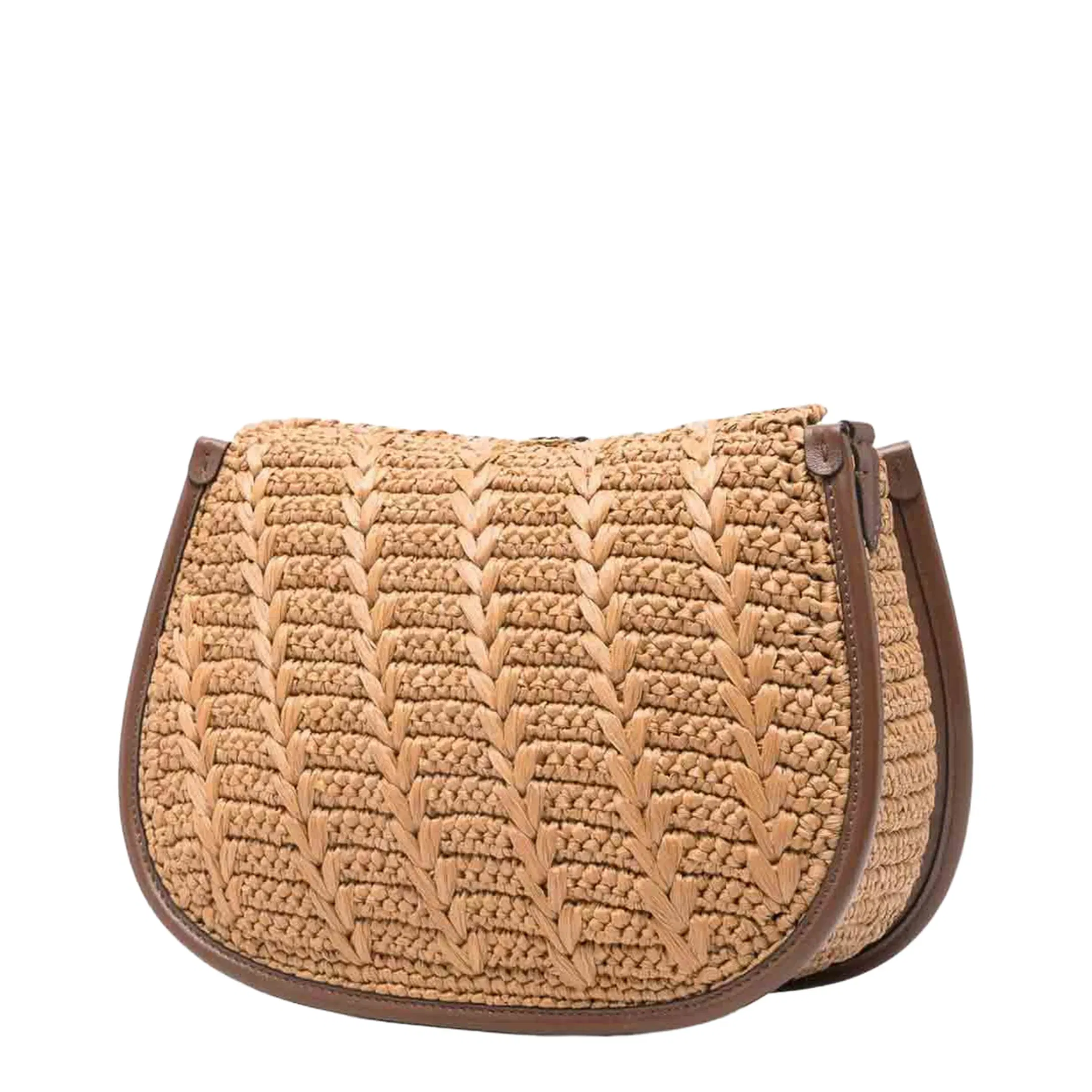 Medium Pony Shoulder Bag Crocheted Raffia Light Brown