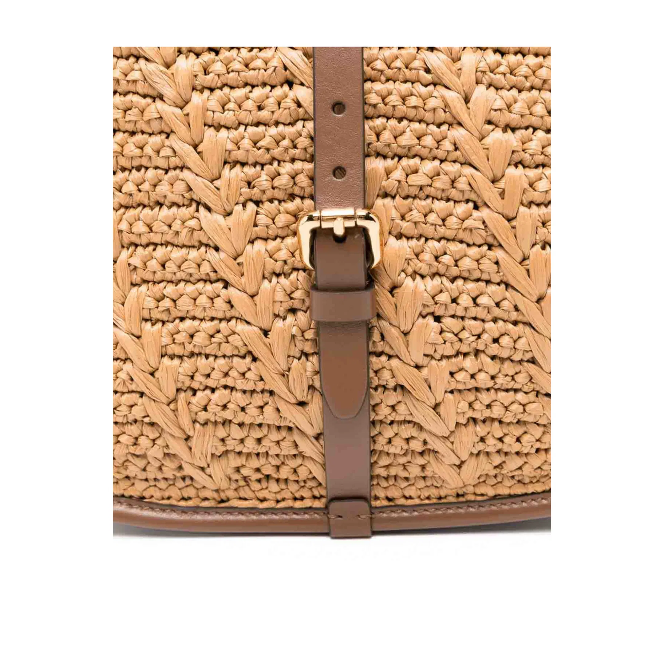Medium Pony Shoulder Bag Crocheted Raffia Light Brown