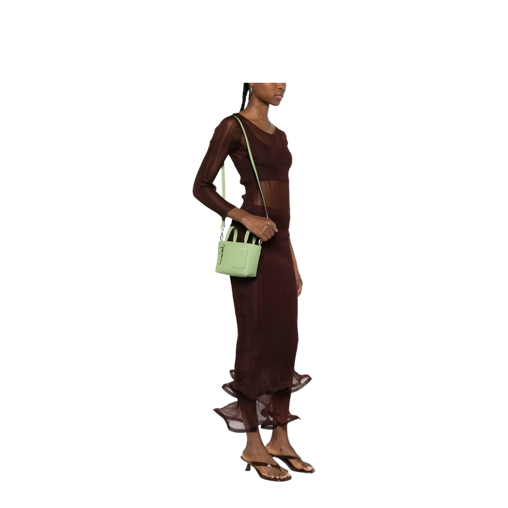 Micro Leather Bucket Bag Green