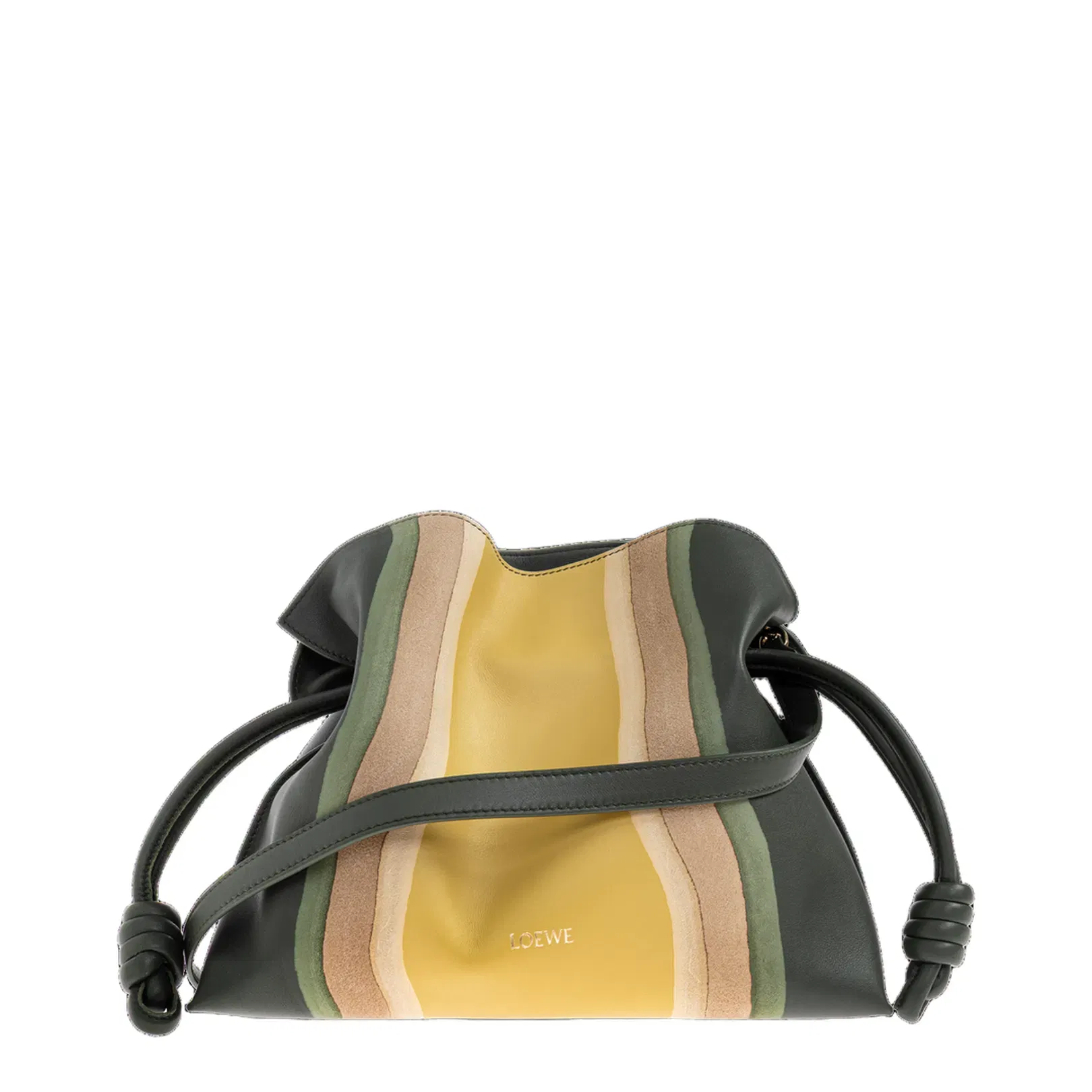 Flamenco Medium Leather Clutch Bag - Green