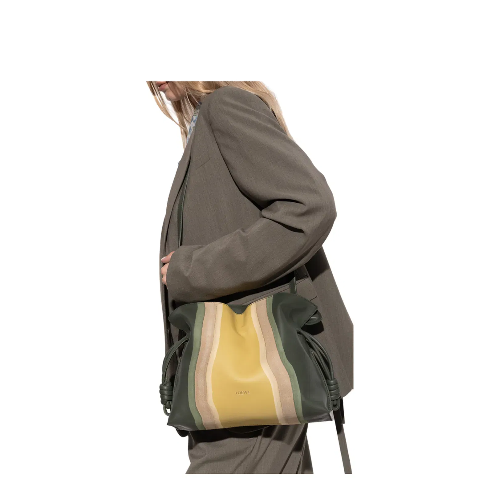 Flamenco Medium Leather Clutch Bag - Green