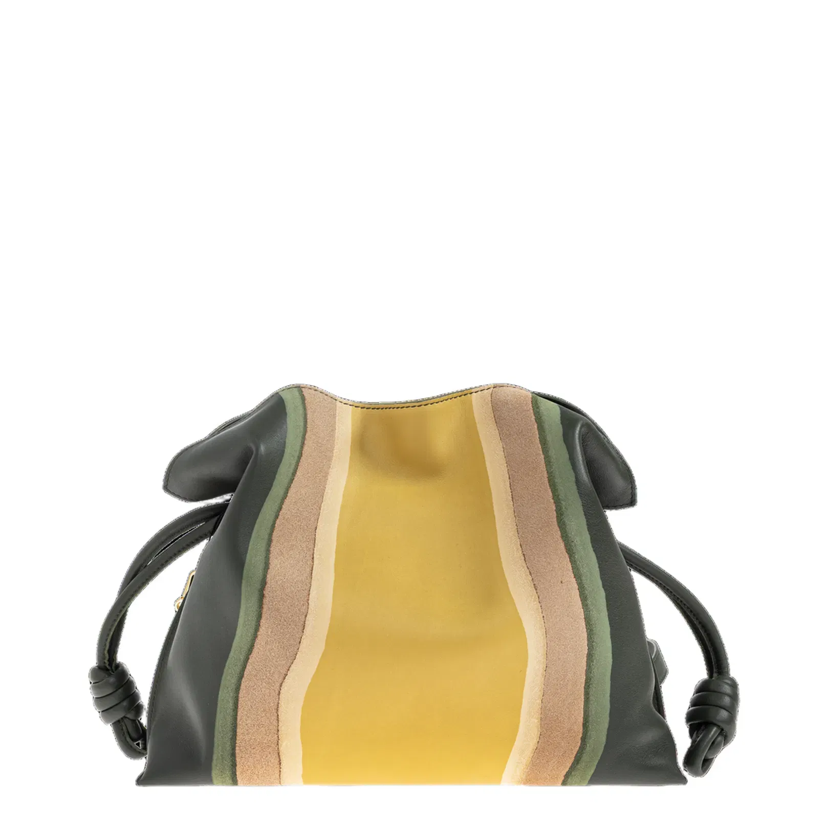 Flamenco Medium Leather Clutch Bag - Green