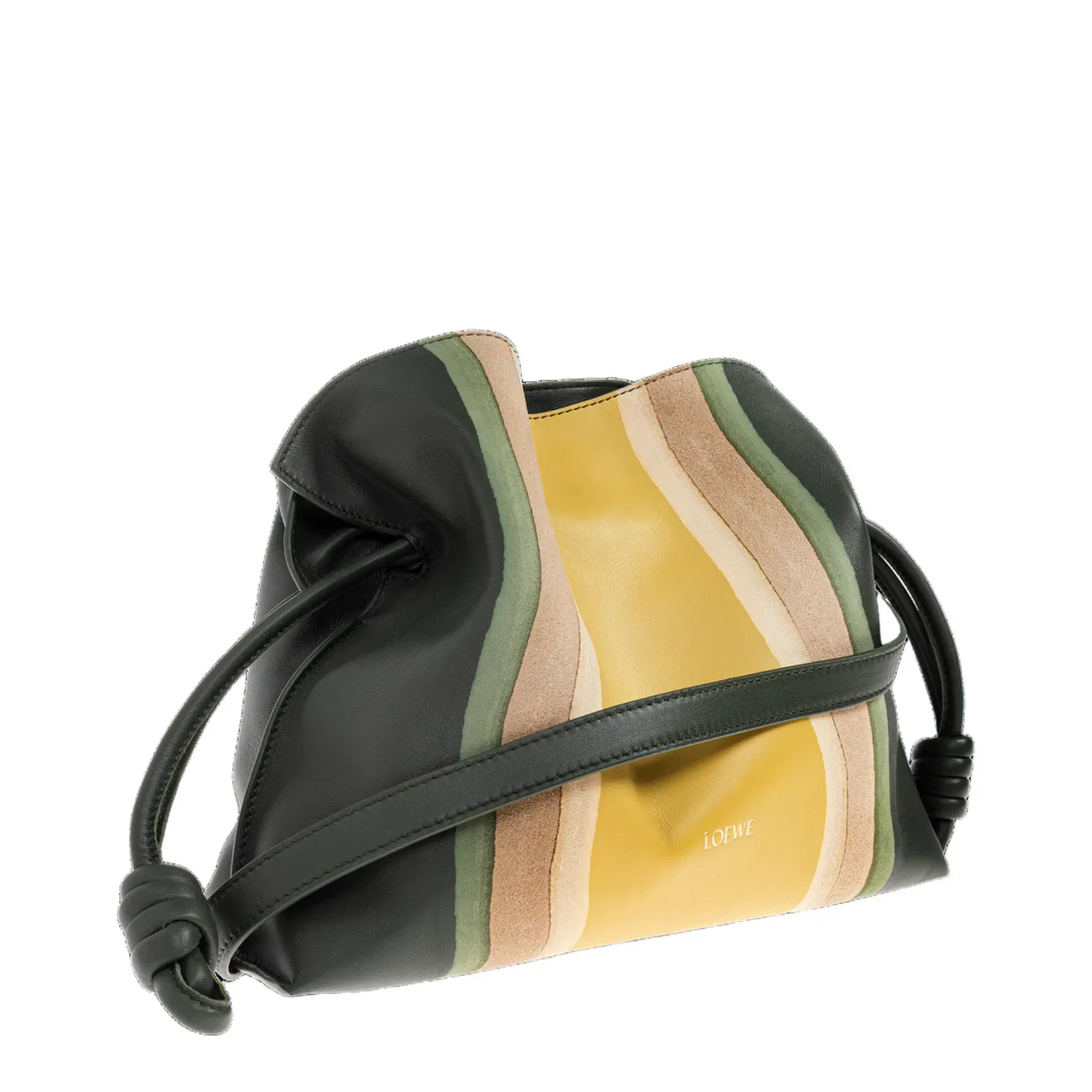 Flamenco Medium Leather Clutch Bag - Green