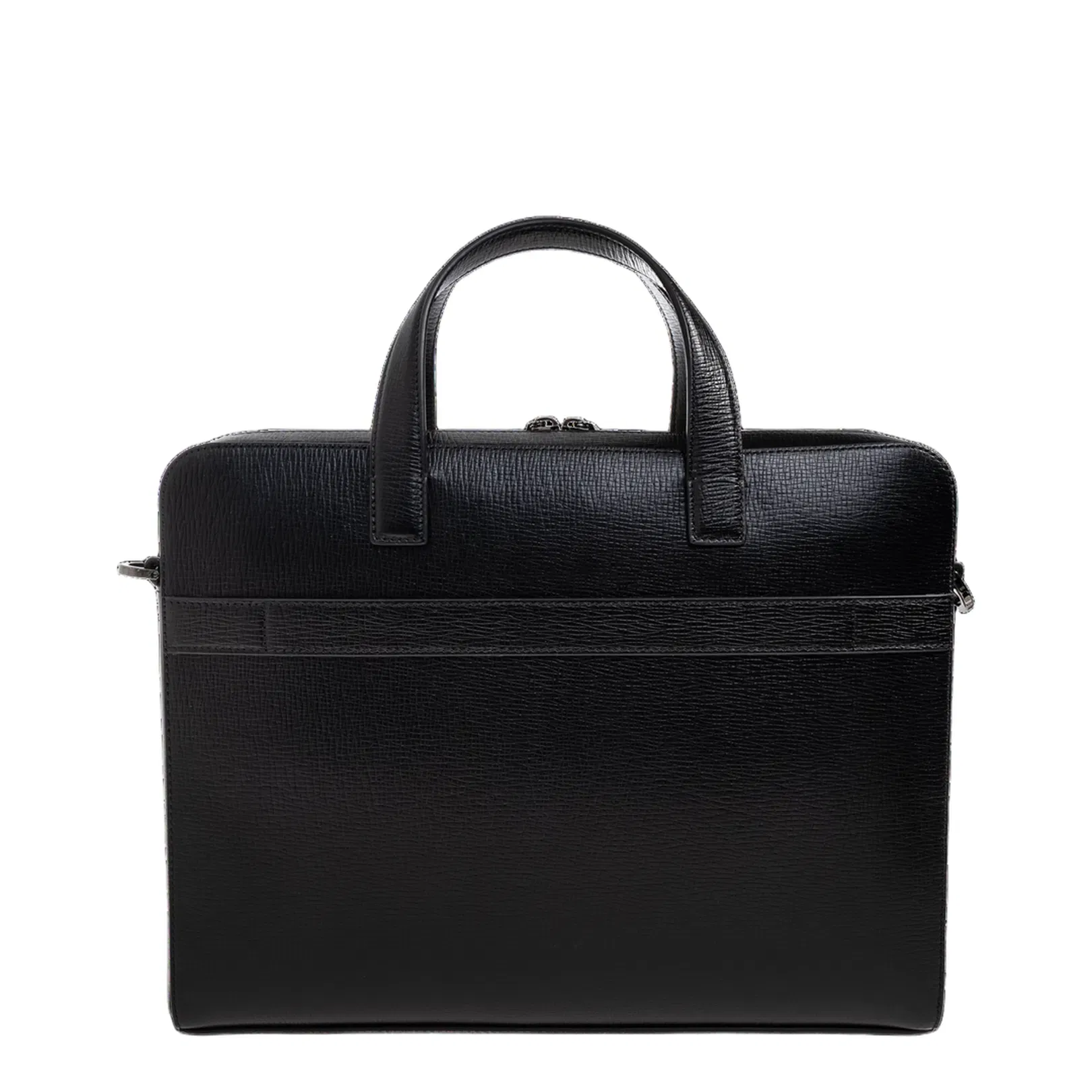 Leather Briefcase Logo Leather Black