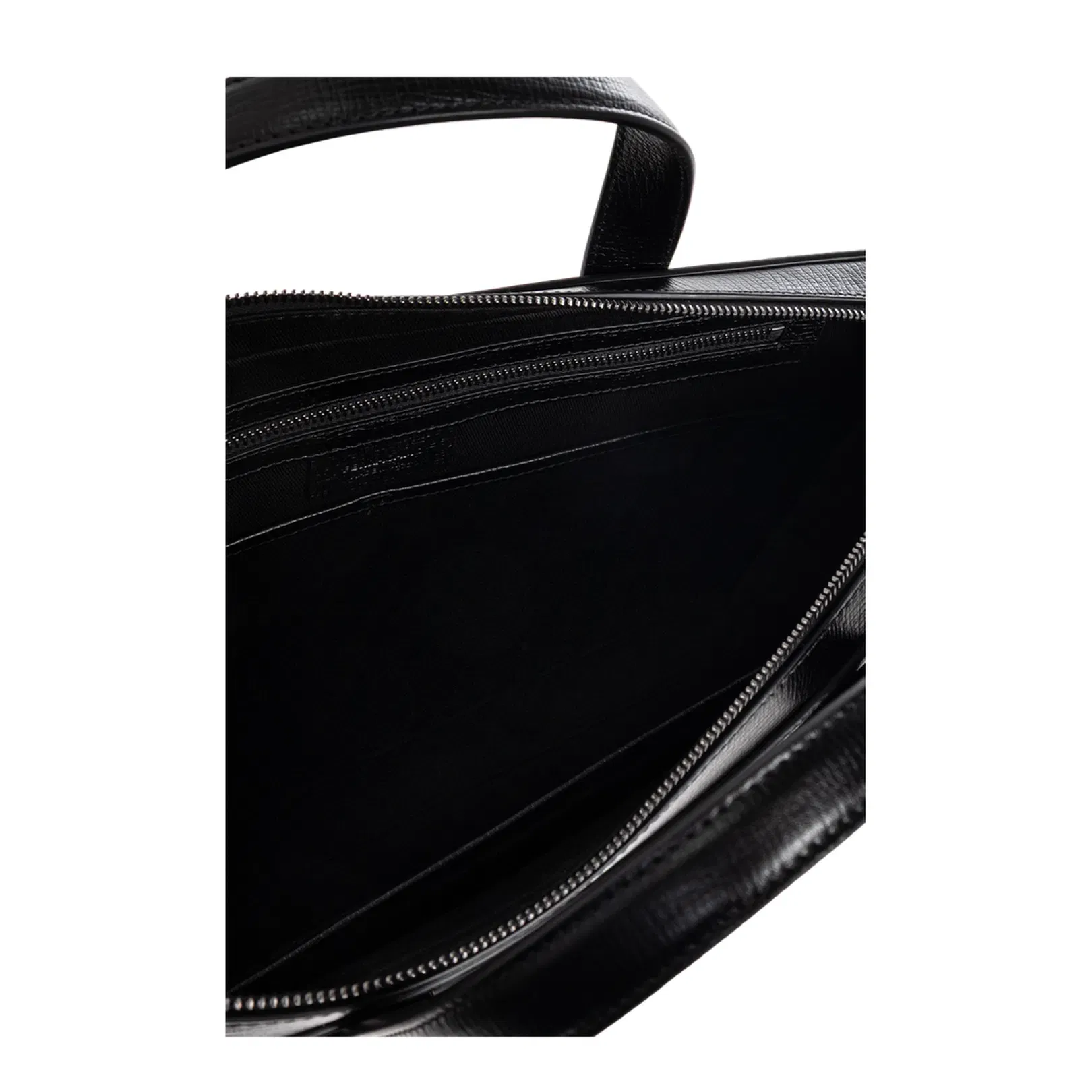 Leather Briefcase Logo Leather Black