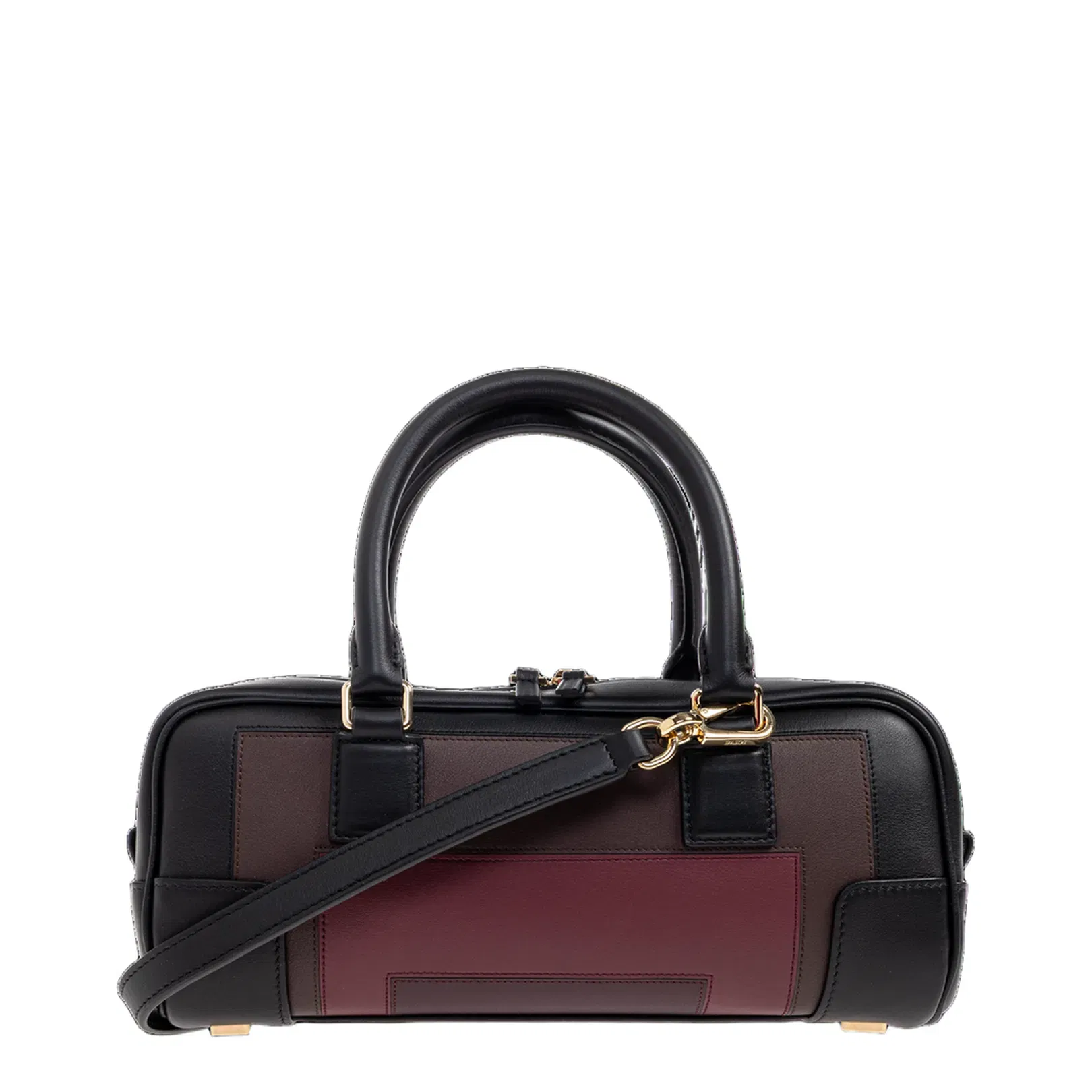 Amazona 23 Cropped Leather Shoulder Bag - Black/Burgundy