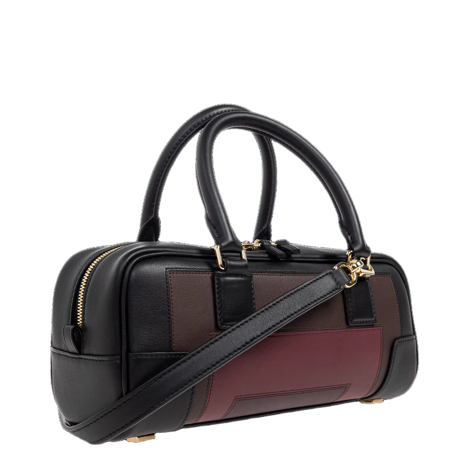 Amazona 23 Cropped Leather Shoulder Bag - Black/Burgundy