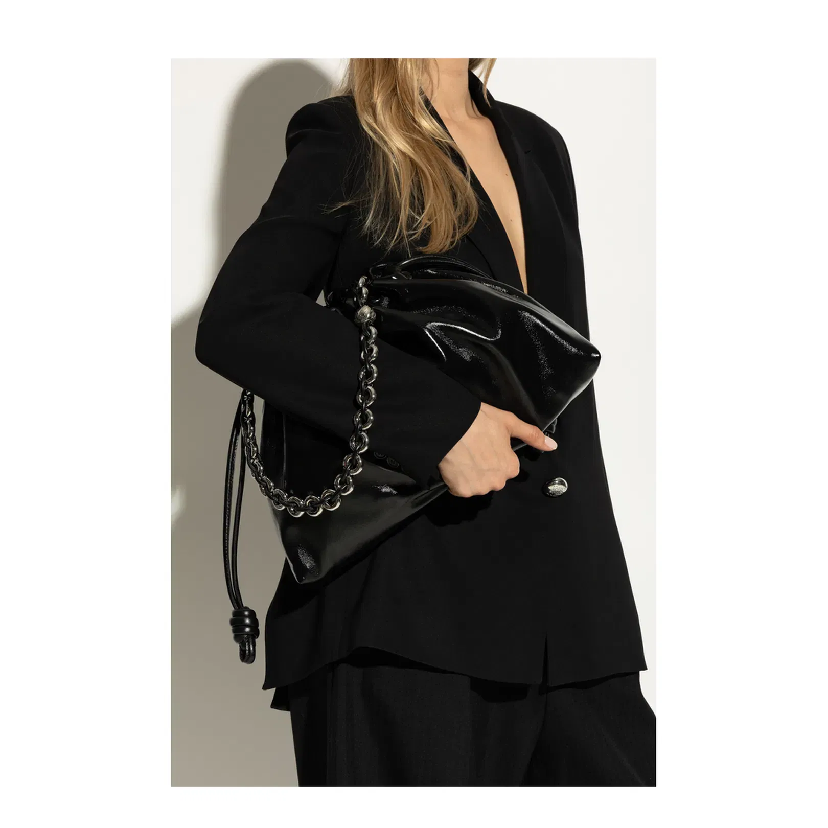 Flamenco Large Leather Shoulder Bags - Black