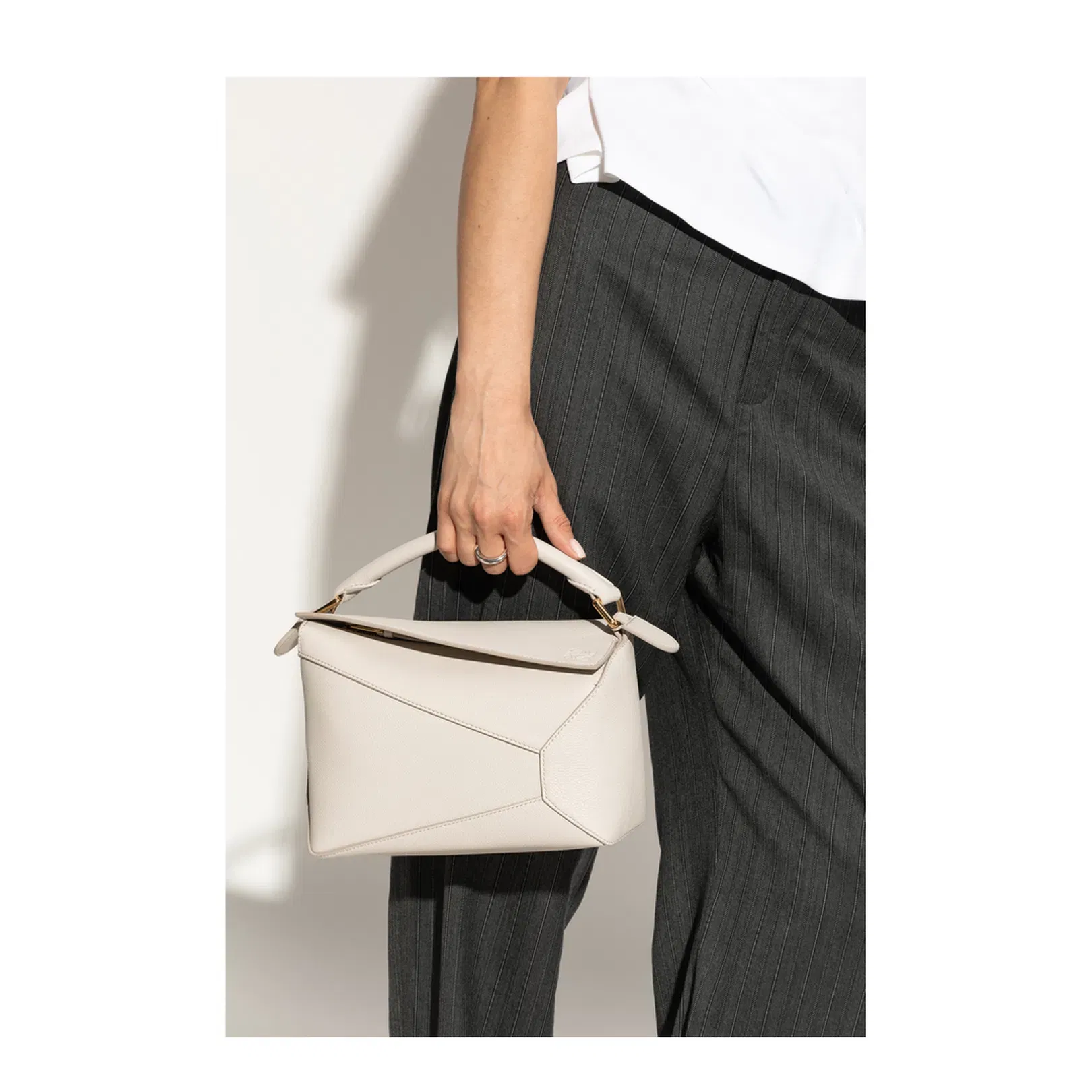 Puzzle Small Leather Shoulder Bags - White