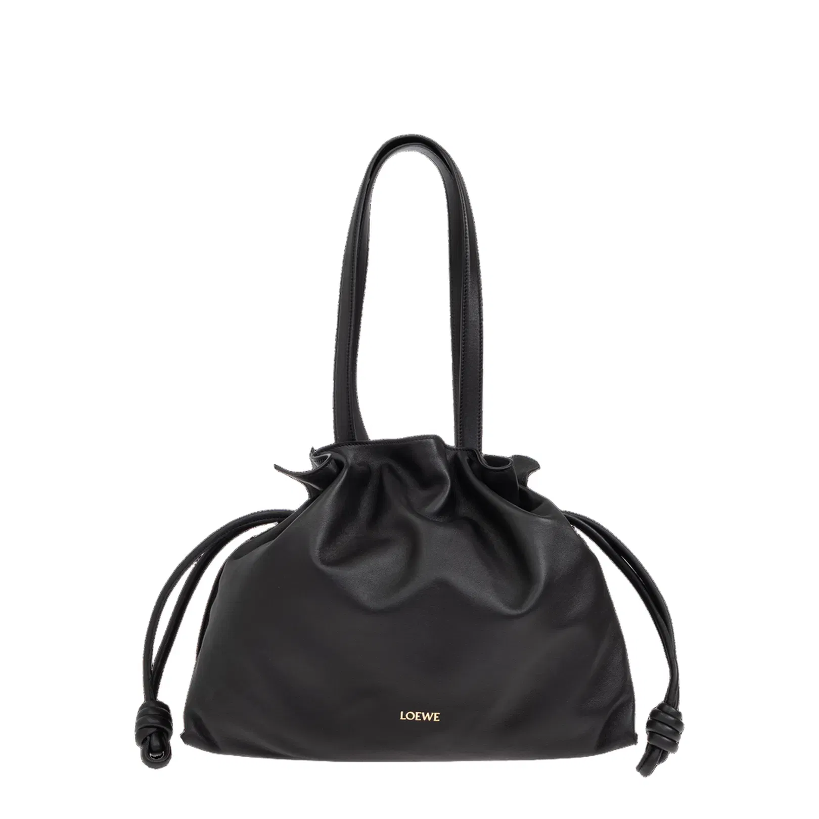 Flamenco Large Leather Clutch Bag - Black