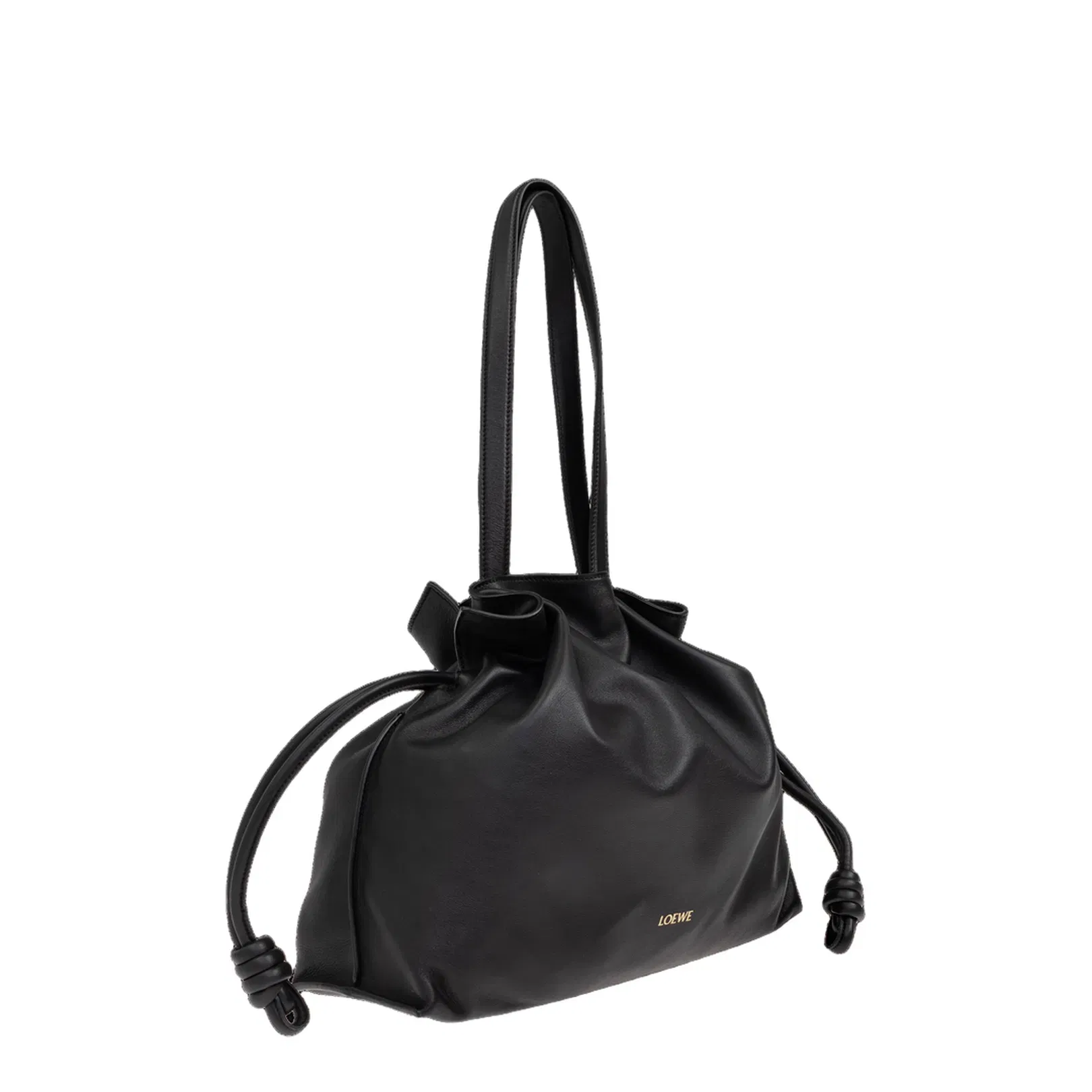 Flamenco Large Leather Clutch Bag - Black