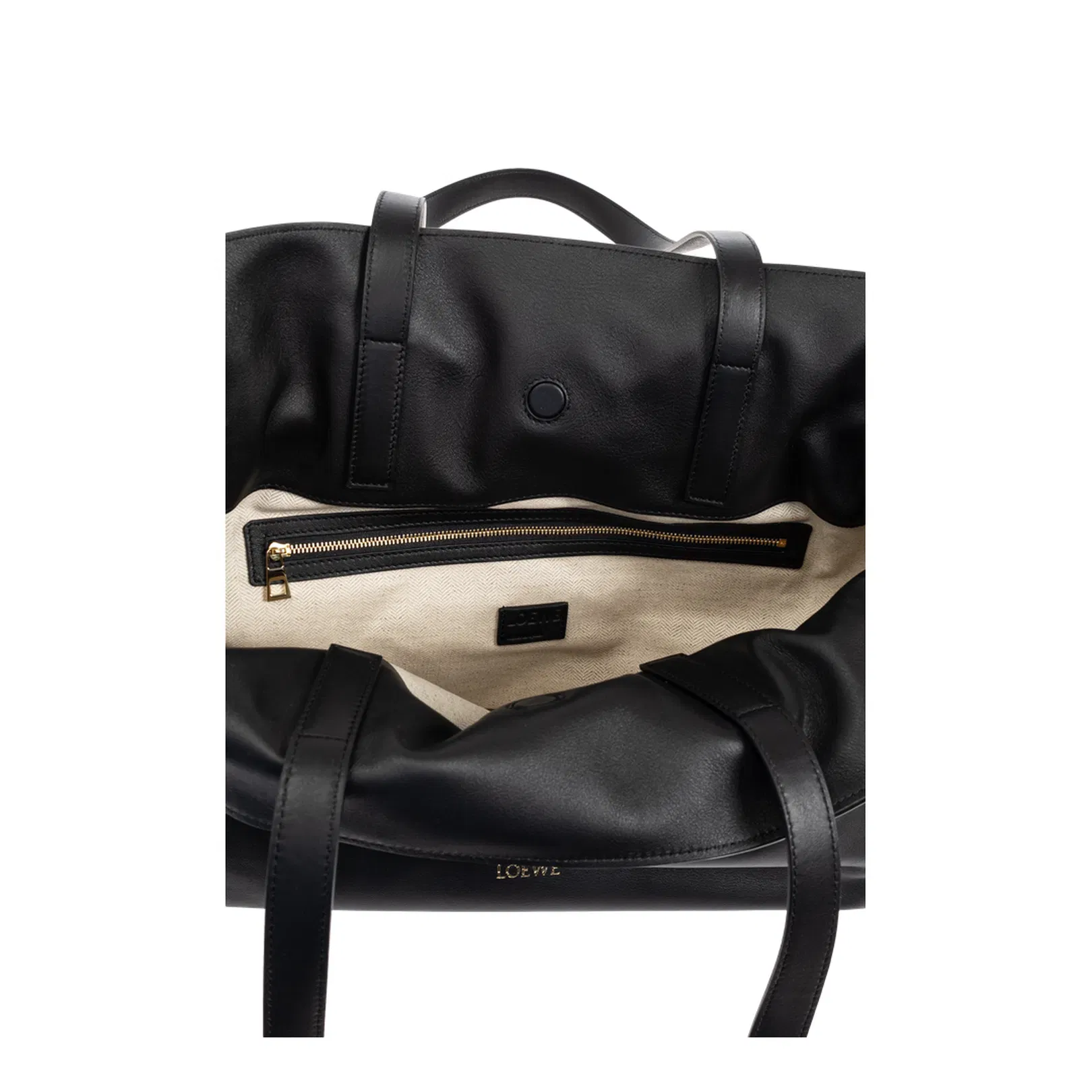 Flamenco Large Leather Clutch Bag - Black