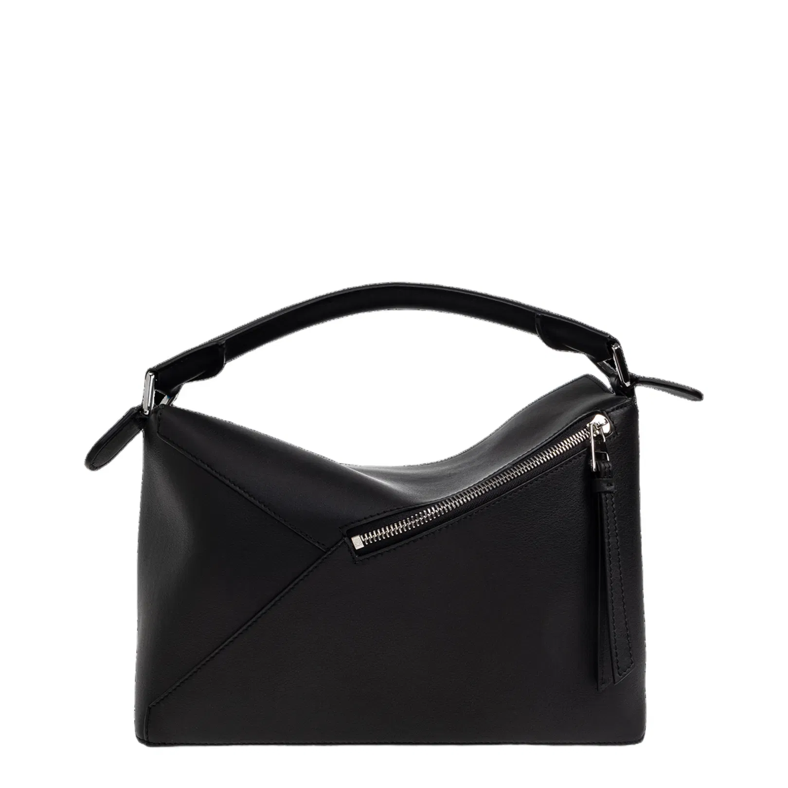 Puzzle Edge Medium Leather Shoulder Bags - Black