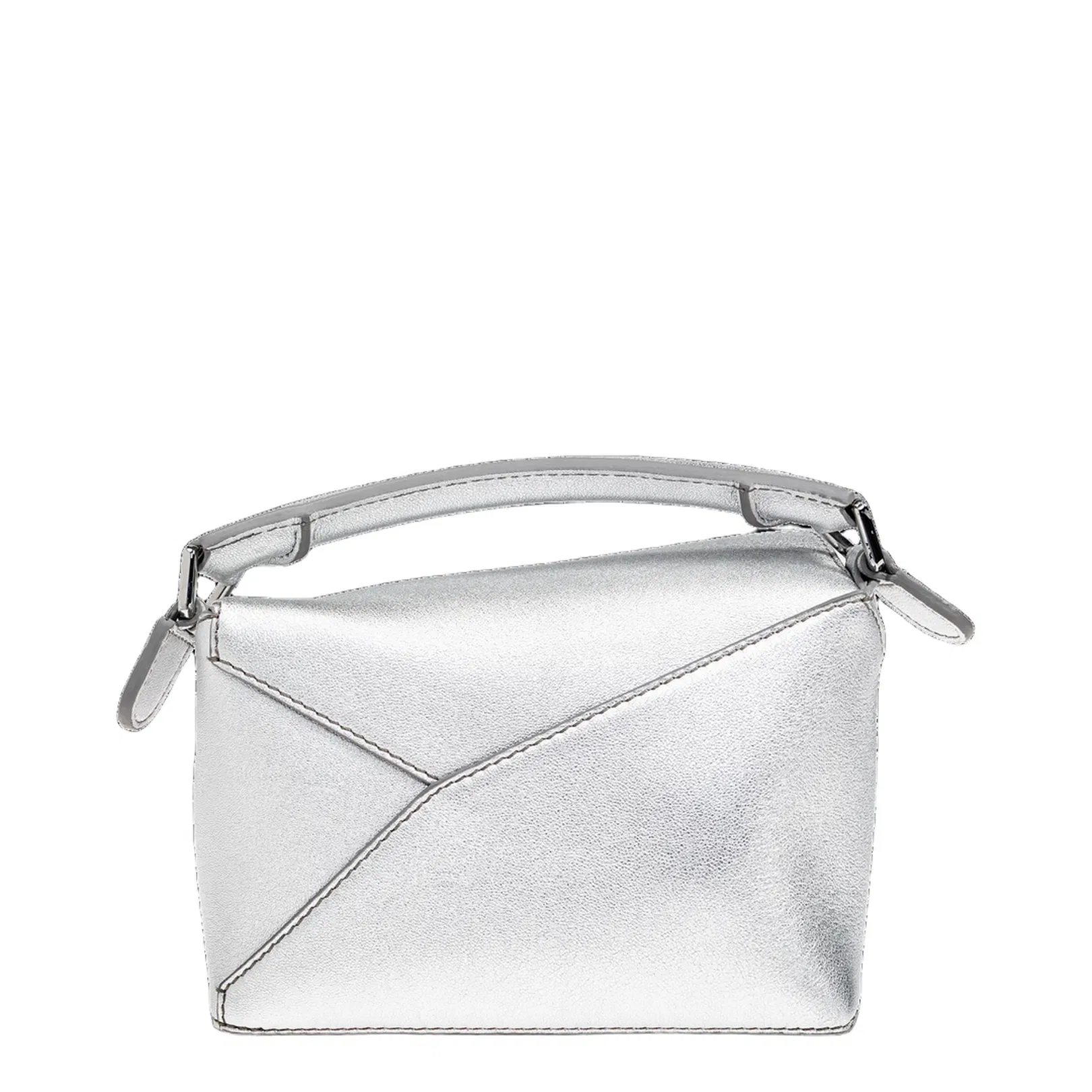 Puzzle Mini Leather Shoulder Bags - Silver