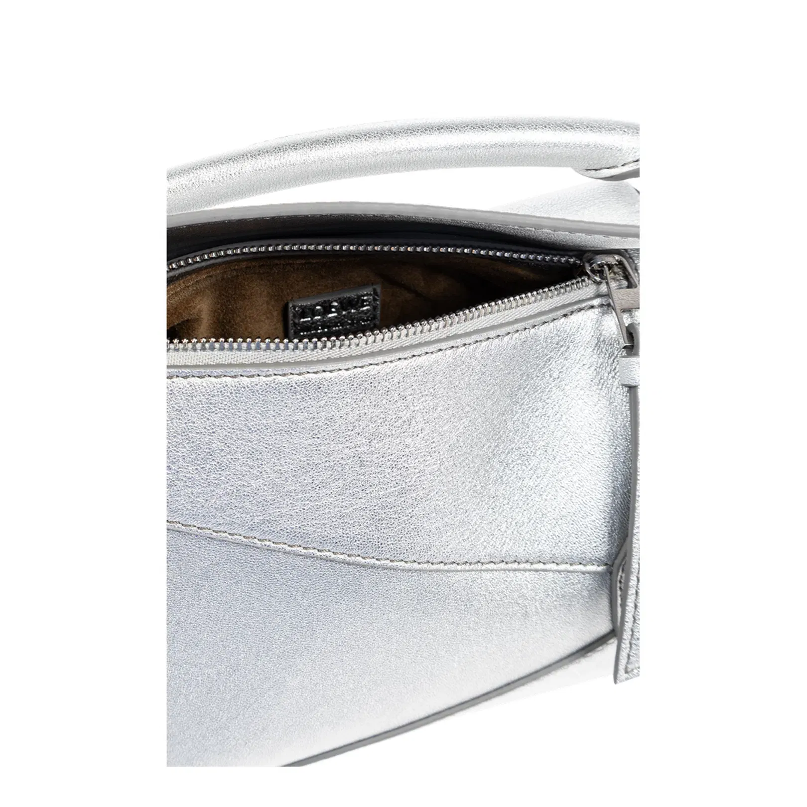 Puzzle Mini Leather Shoulder Bags - Silver