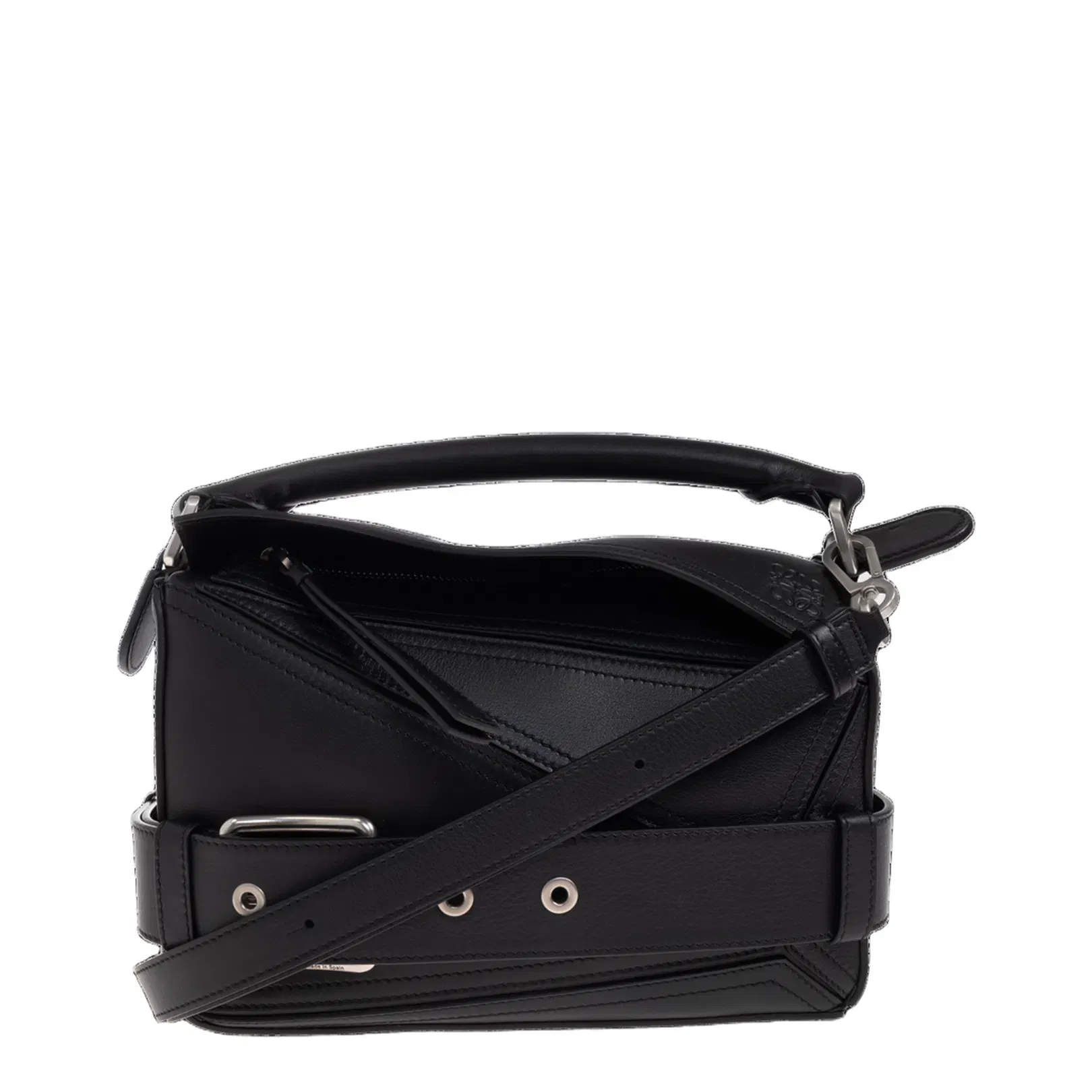 Puzzle Biker Small Leather Shoulder Bags - Black