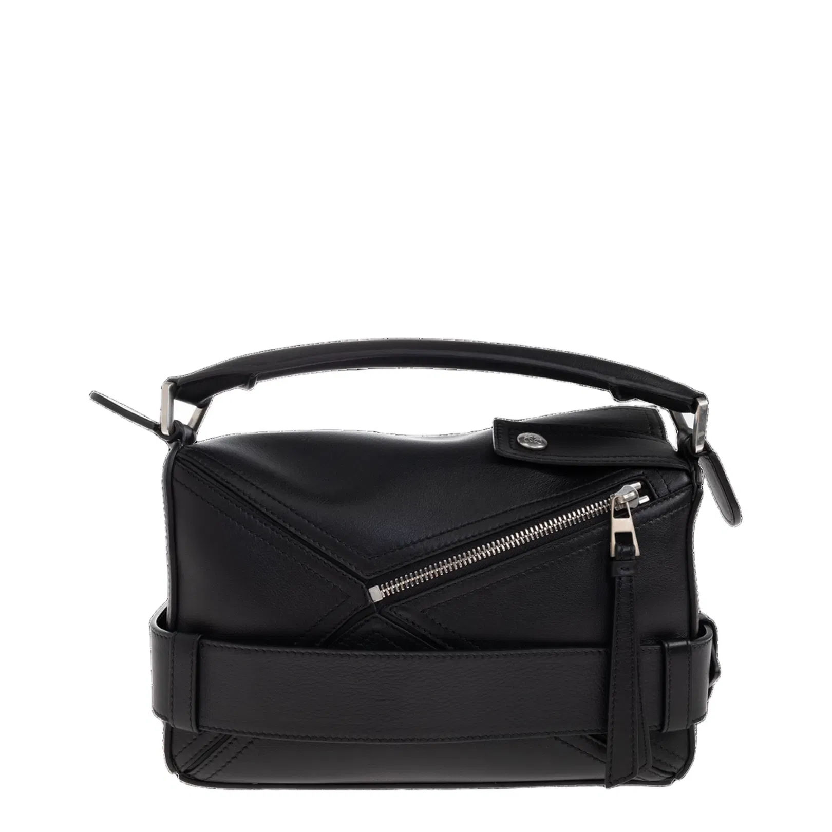 Puzzle Biker Small Leather Shoulder Bags - Black