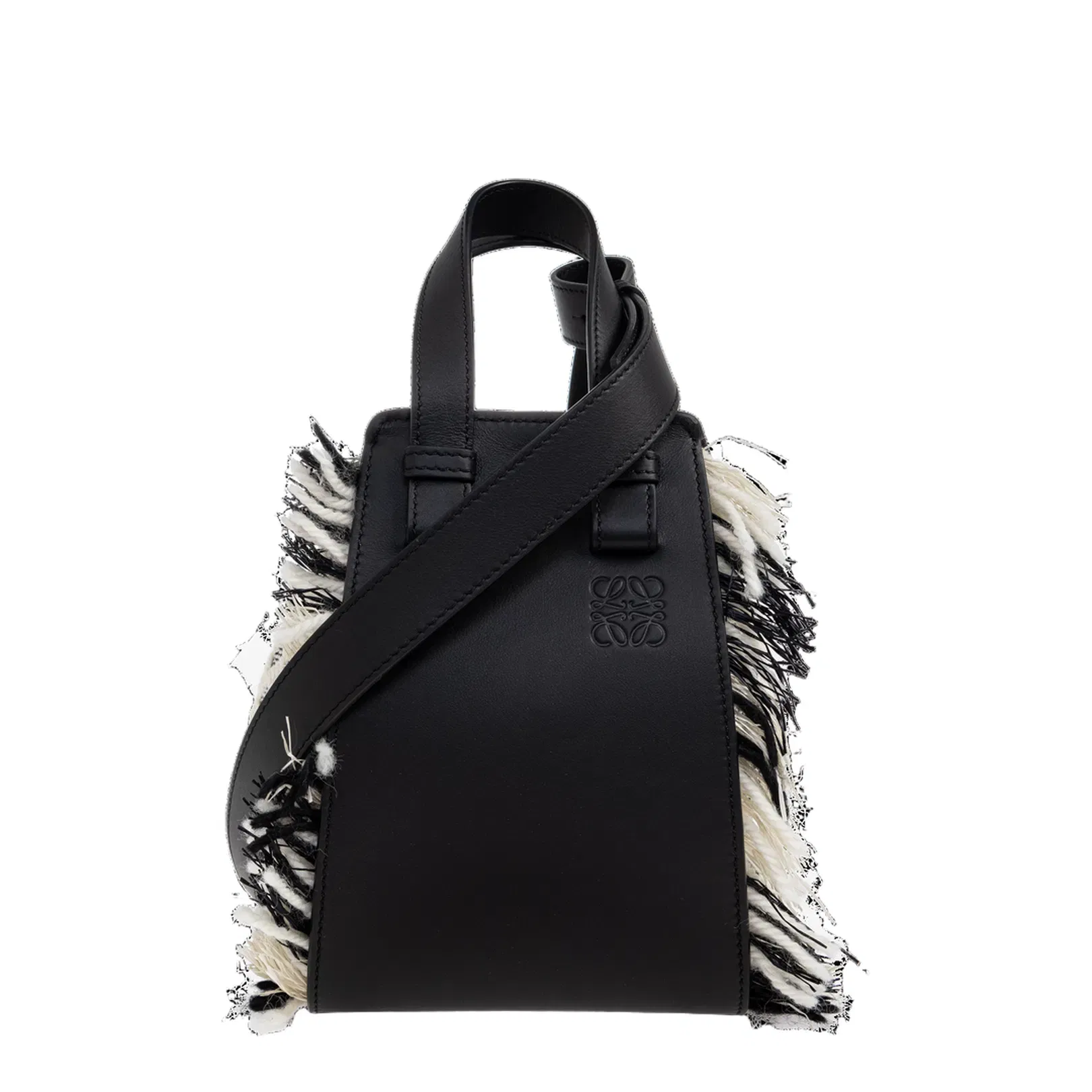 Hammock Woven Textile Shoulder Bag - Black/White